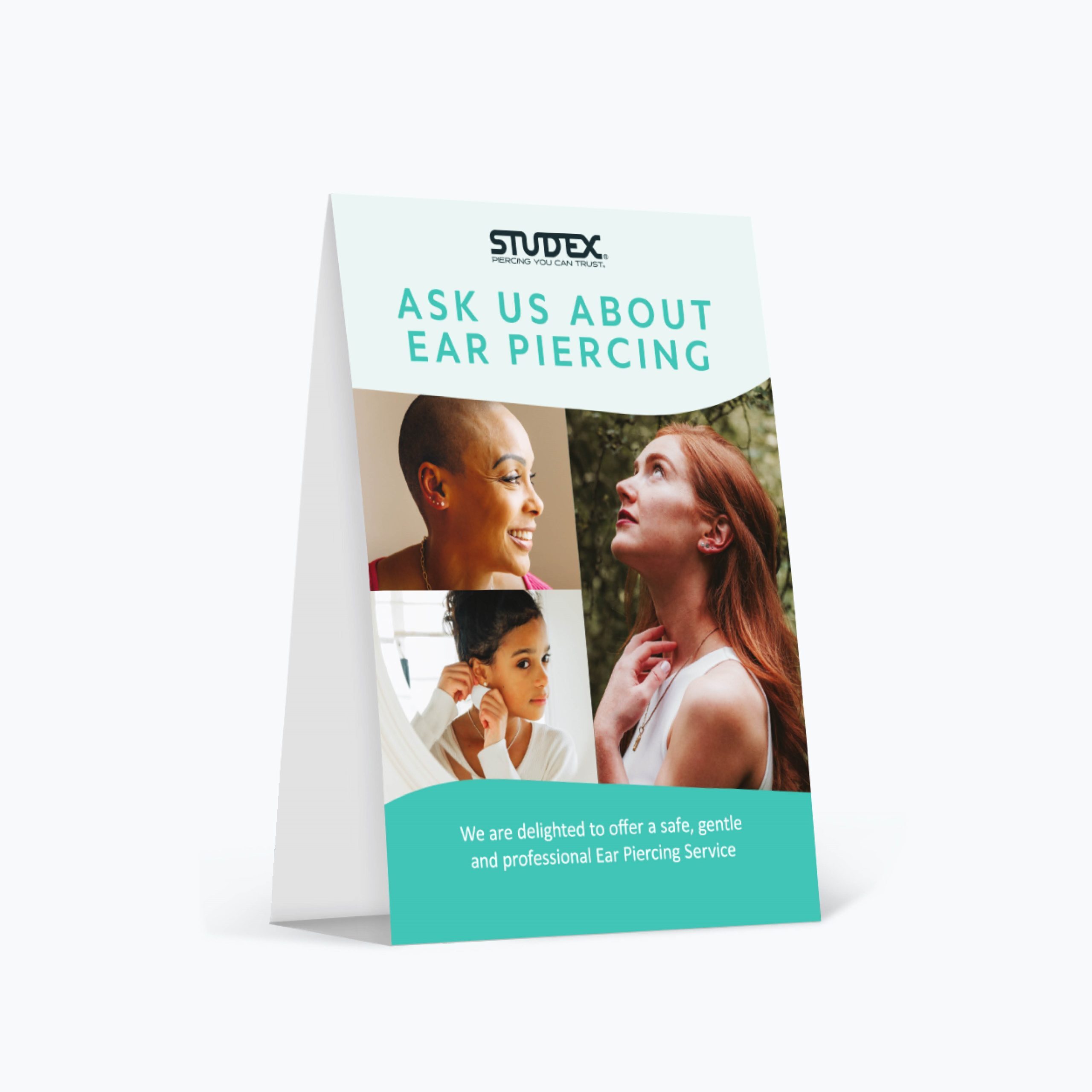 Studex® Ear Piercing – A5 Tent Card Display Studex® Ear Piercing – A5 Tent Card Display