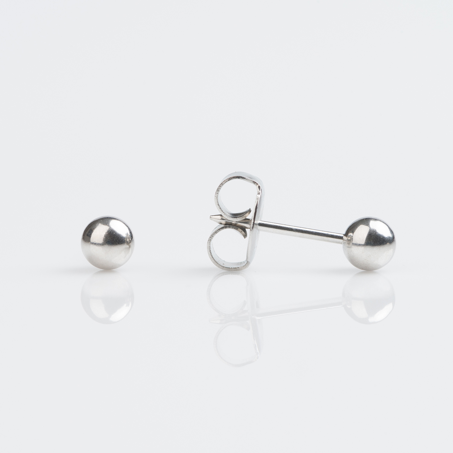 System 75™ Ball Piercing Studs – 4mm – 9K White Gold – Regular Post