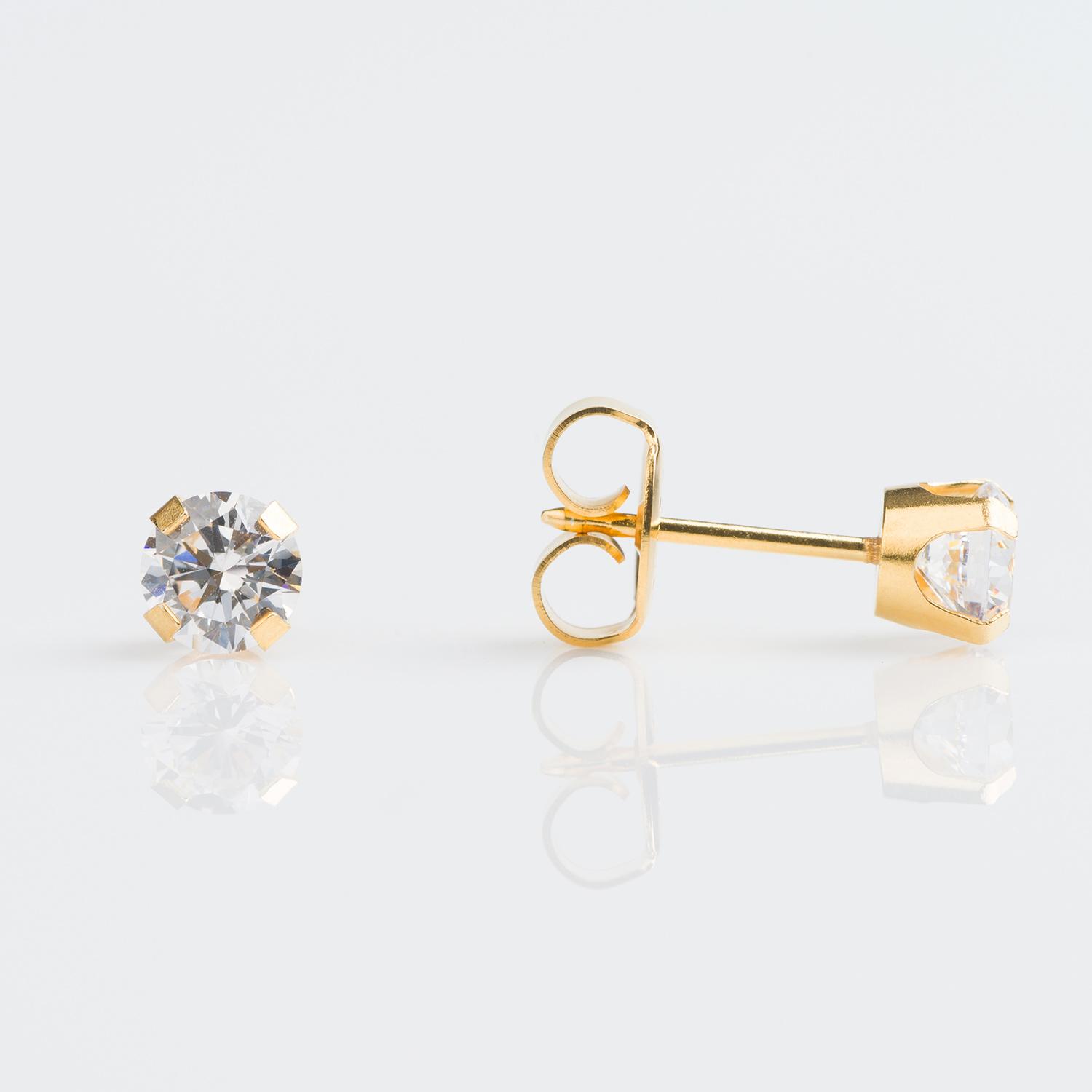 System 75™ Prong-Set Cubic Zirconia Piercing Studs – 7mm – Regular Post – 9K Yellow Gold
