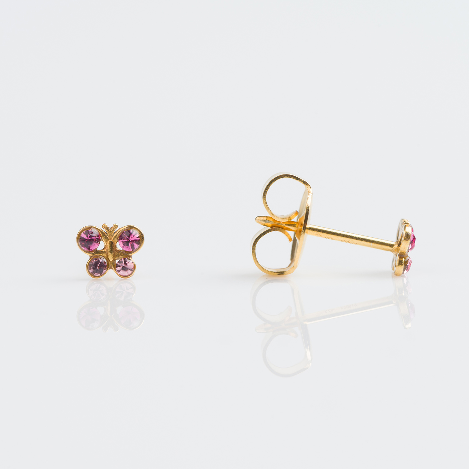 System 75™ Micro Mini Piercing Studs – Butterfly – Rose + Light Rose – 9K Yellow Gold – 5mm