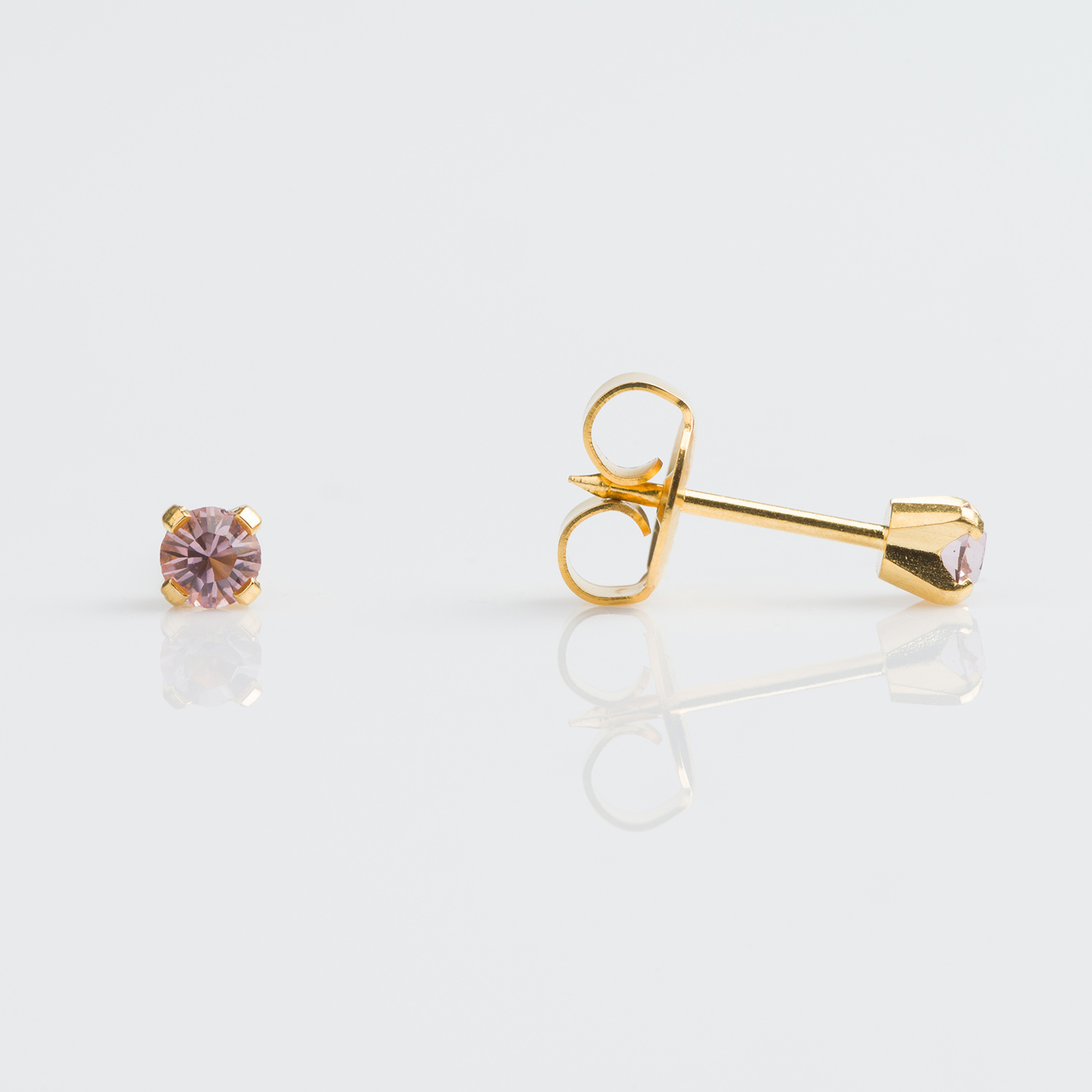 System 75™ Prong-Set Birthstone Piercing Studs – 3mm – June Alexandrite Crystal – Gold-Plated