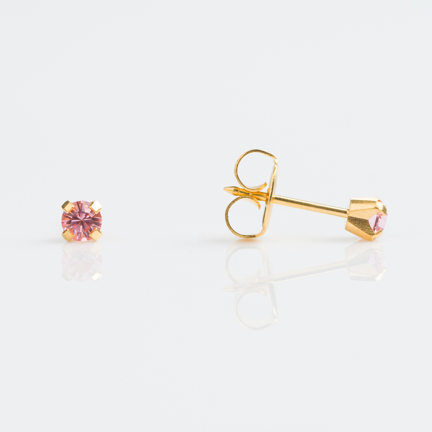 System 75™ Prong-Set Crystal Piercing Studs – 3mm – Light Rose – Gold-Plated