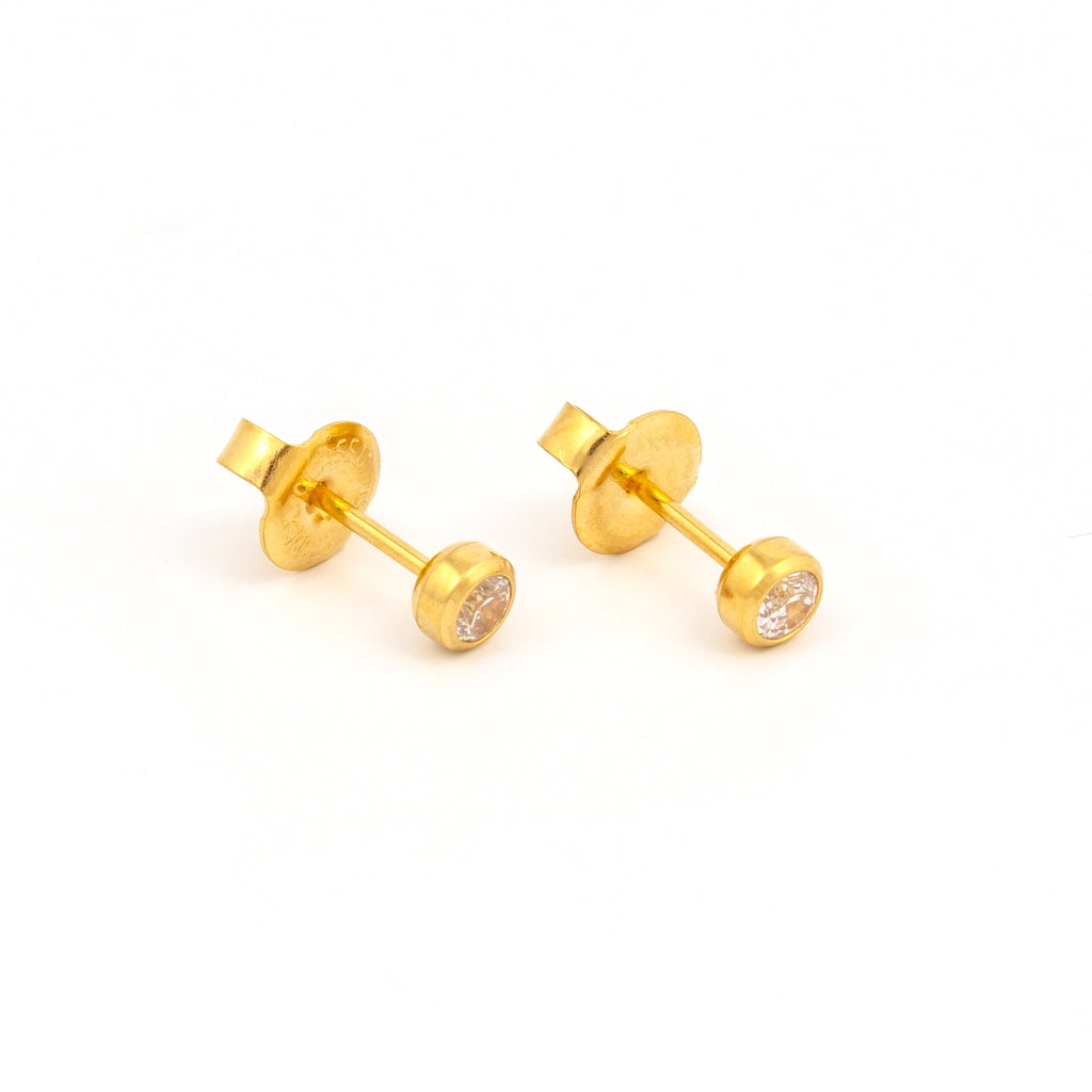 System 75™ Bezel-Set Cubic Zirconia Piercing Studs – 3mm – Gold-Plated