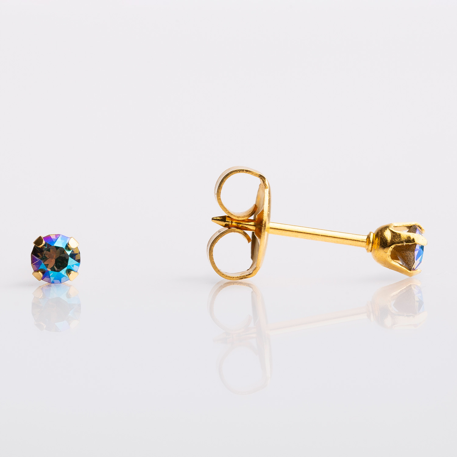 System 75™ Shimmer Crystal Piercing Studs – 3mm – Diamond Crystal – Gold-Plated