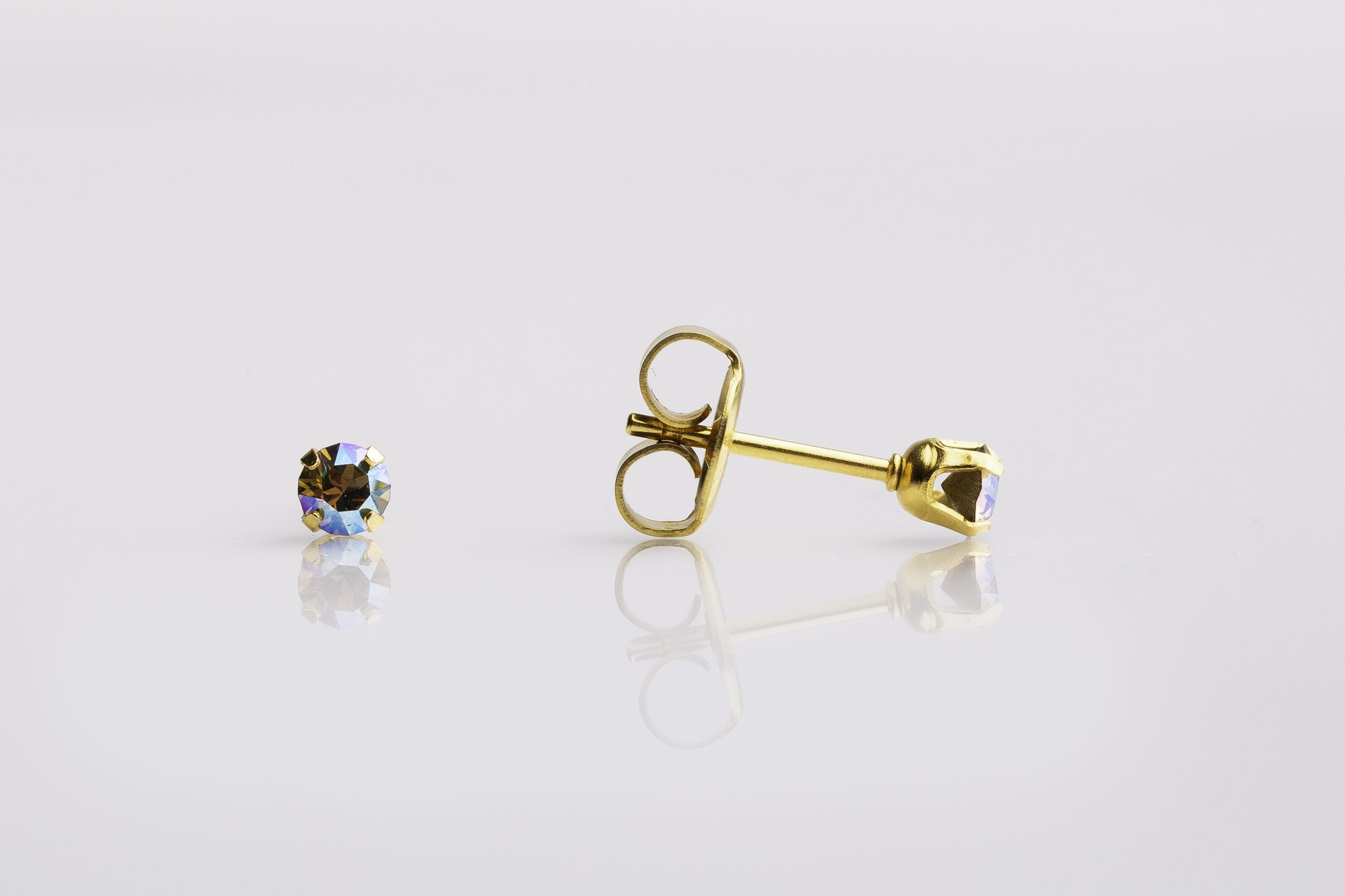 System 75™ Shimmer Crystal Piercing Studs – 3mm – November Topaz Crystal – Gold-Plated