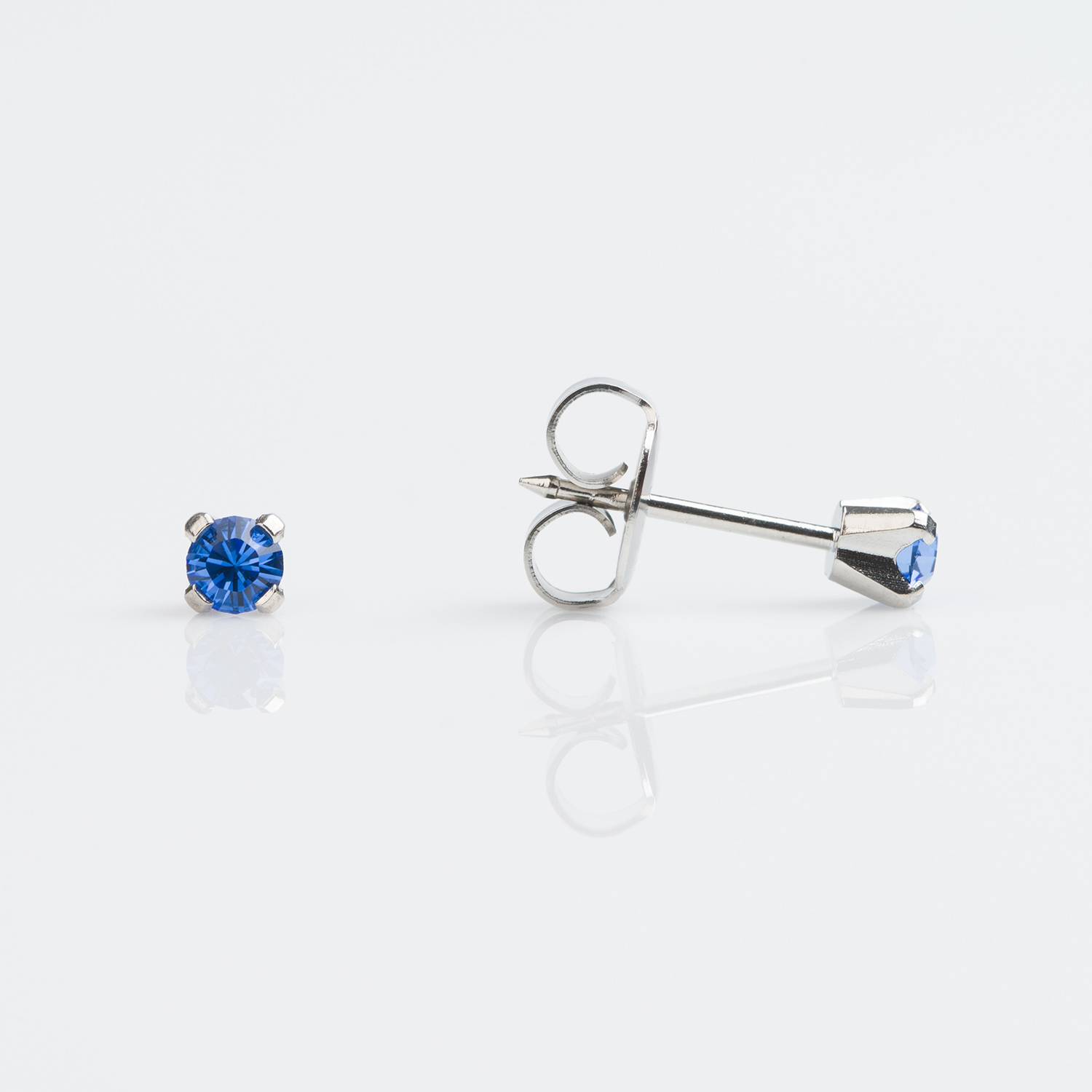 System 75™ Prong-Set Birthstone Piercing Studs – 3mm – September Sapphire Crystal – Stainless Steel