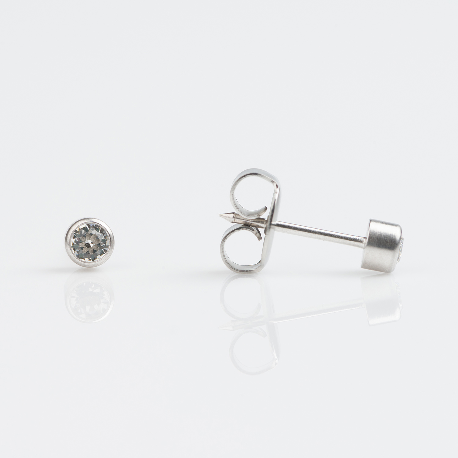System 75™ Bezel-Set Cubic Zirconia Piercing Studs – 3mm – Stainless Steel