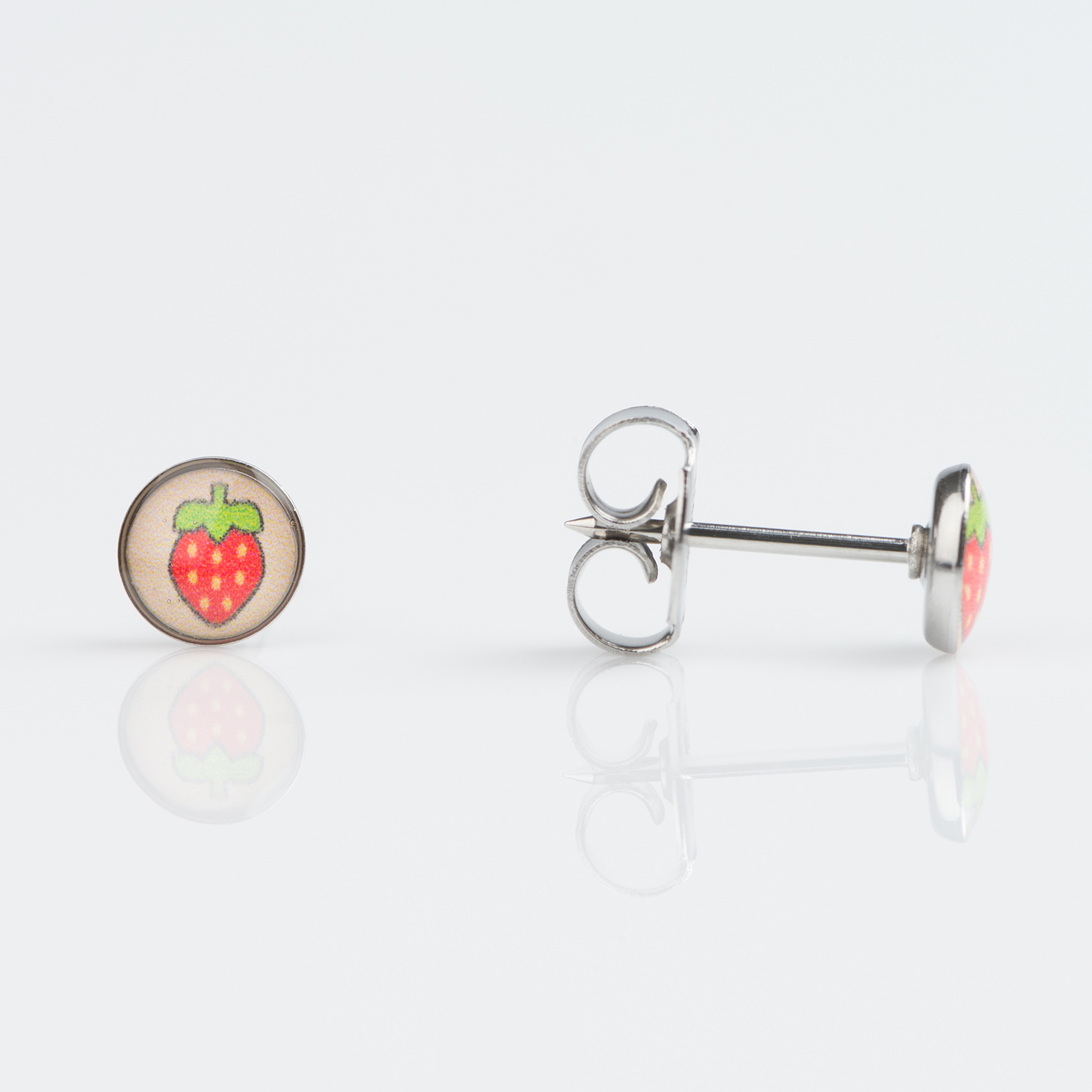 System 75™ Novelty Piercing Studs – Strawberry – Stainless Steel – 6mm