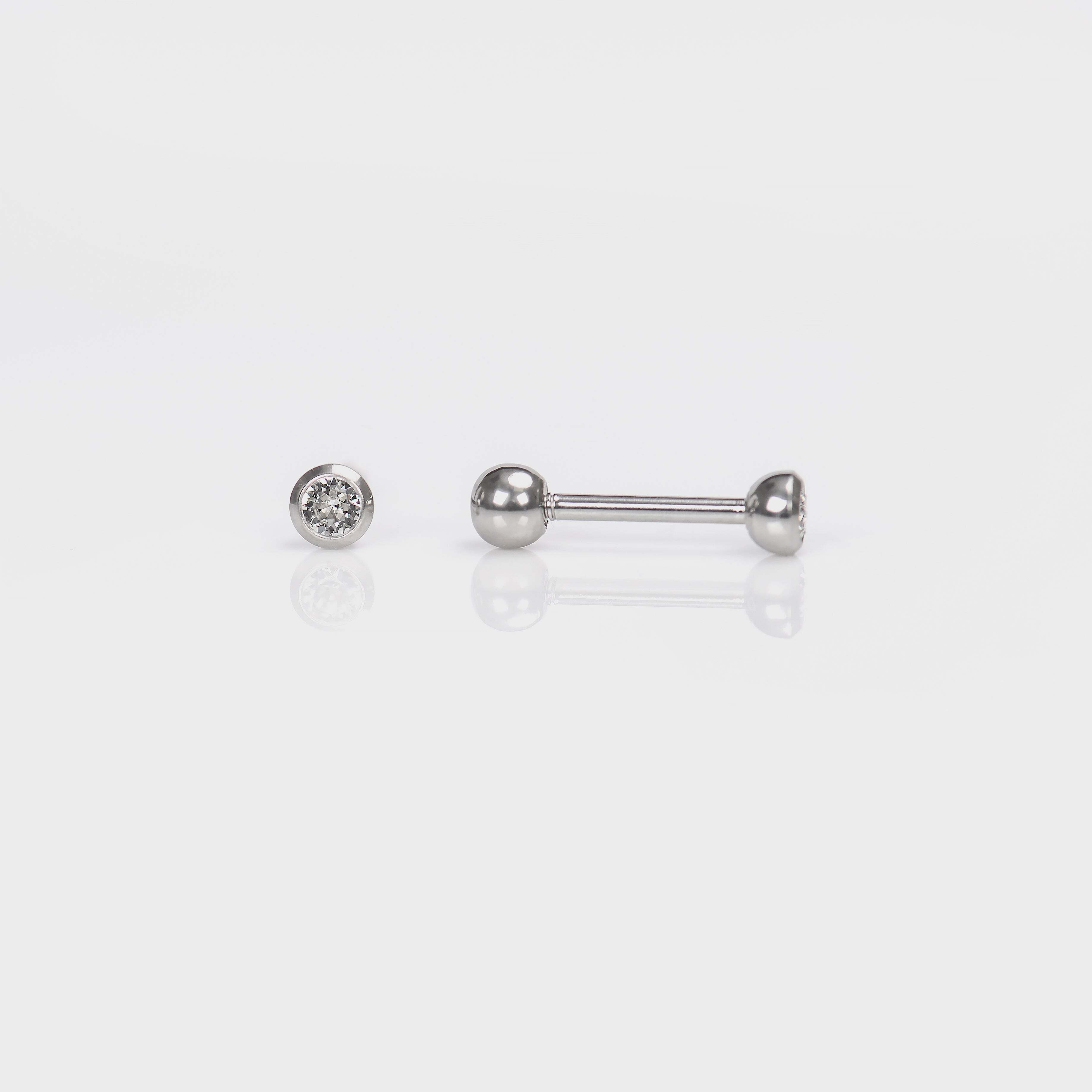 System 75™ Stainless Steel April Clear Crystal Barbell Piercing Studs