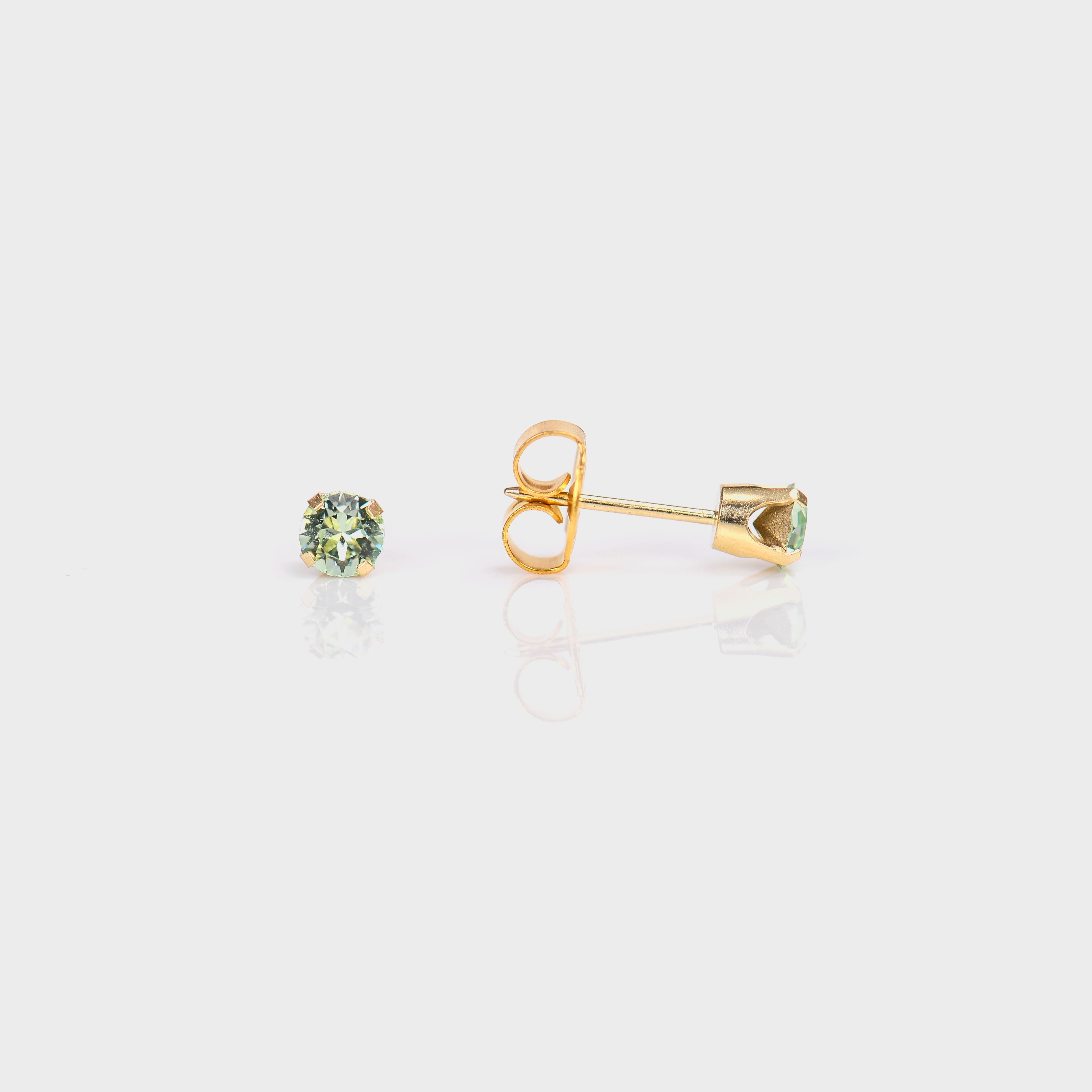 System 75™ Prong-Set Crystal Piercing Studs – 4mm – Crystalite – 14K Yellow Gold