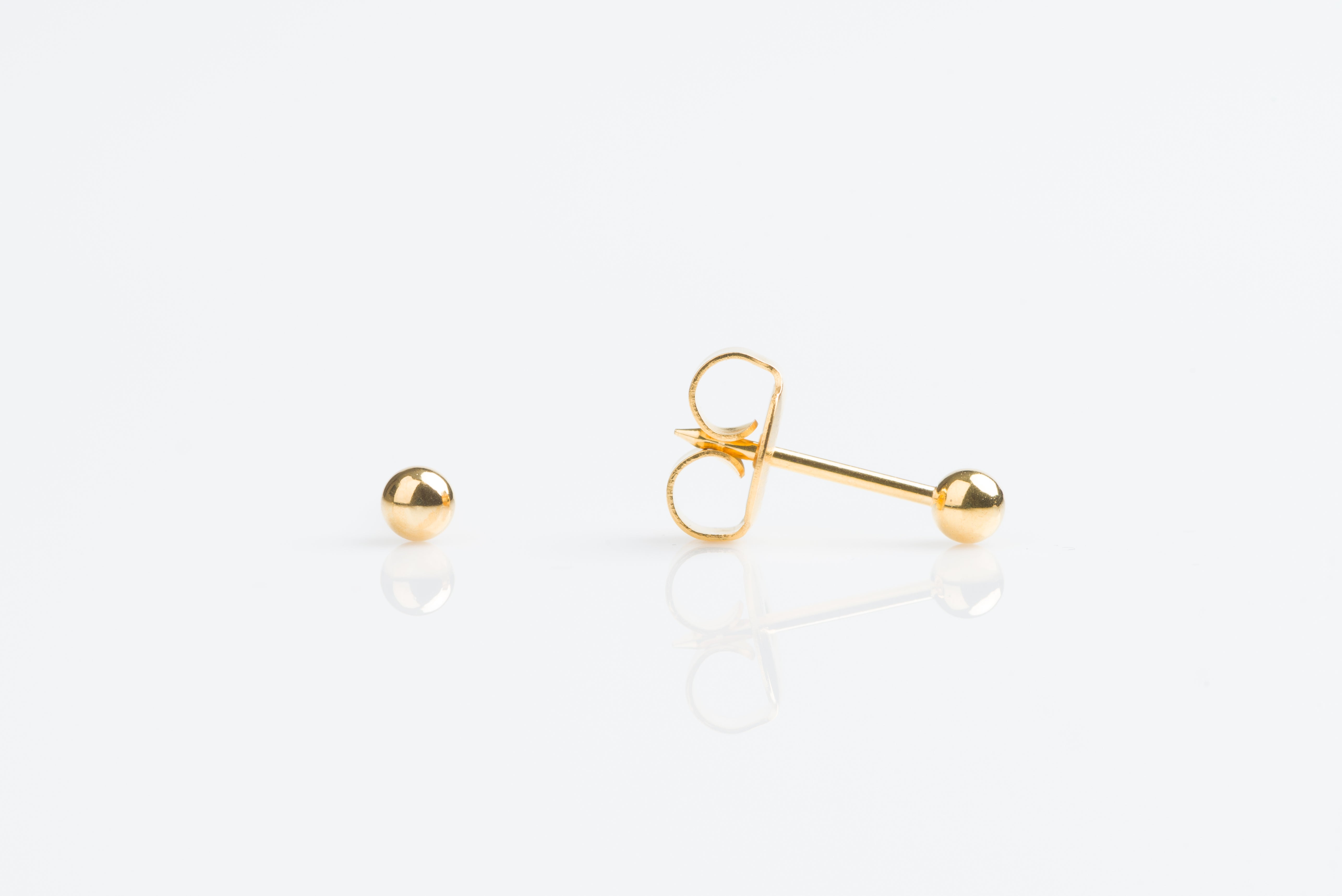 System 75™ Ball Piercing Studs – 3mm – 14K Yellow Gold – Long Post