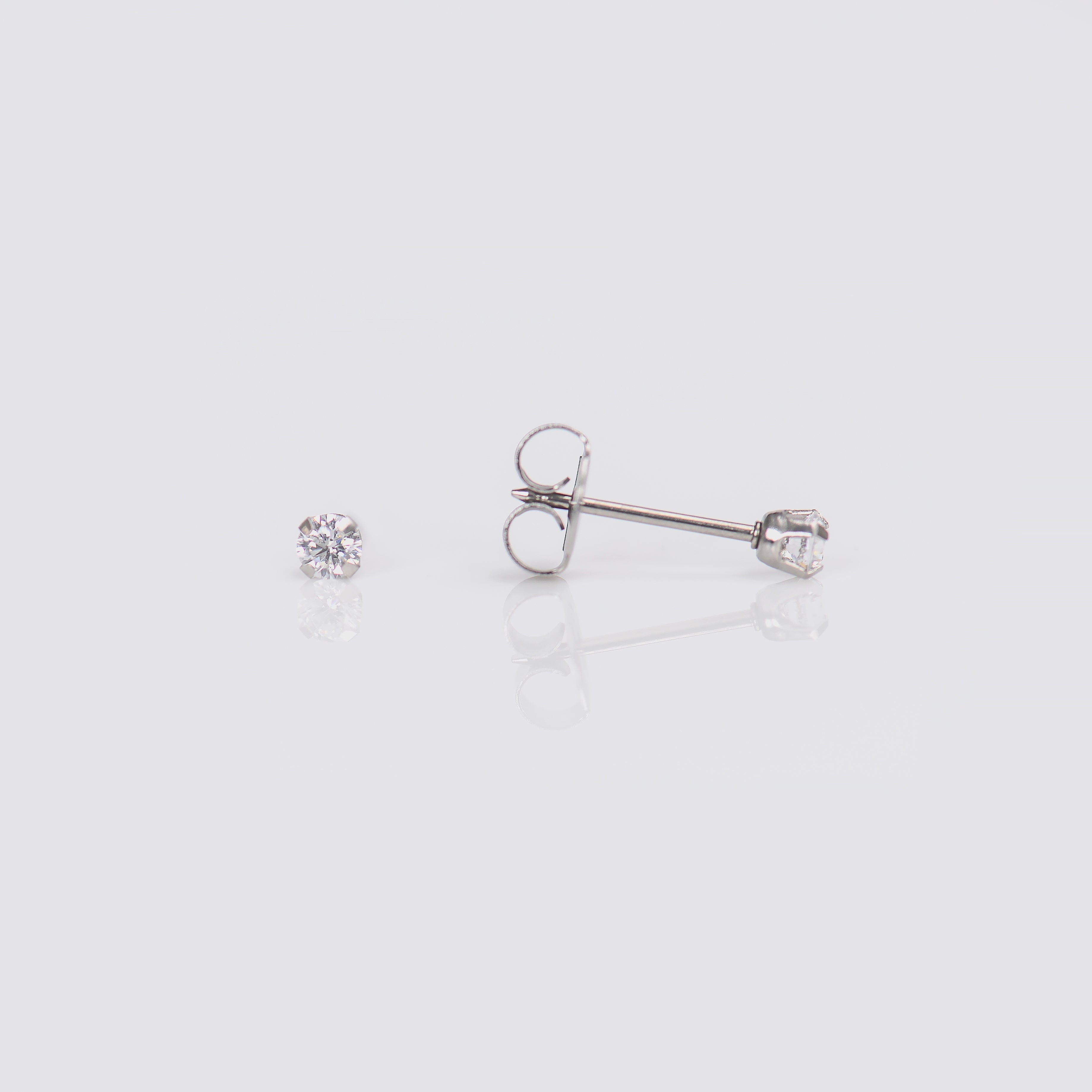 System 75™ Prong-Set Cubic Zirconia Piercing Studs – 2mm – Regular Post – 14K White Gold