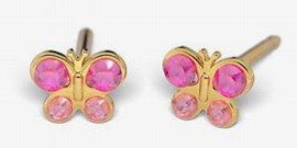 System 75™ Micro Mini Piercing Studs – Butterfly – Rose + Light Rose – 14K Yellow Gold