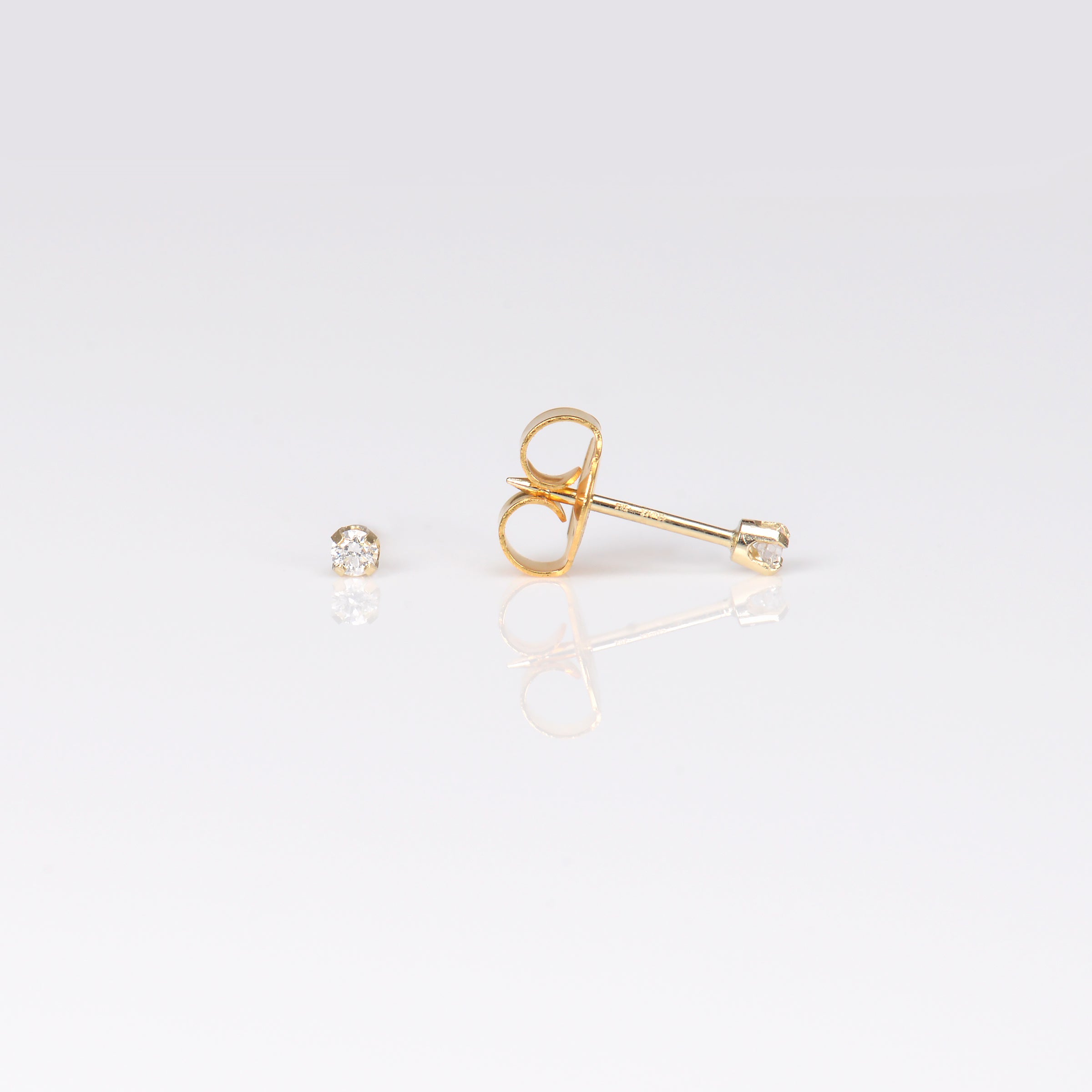 System 75™ Lab Created Diamond Piercing Studs – 3-point – 14K Yellow Gold