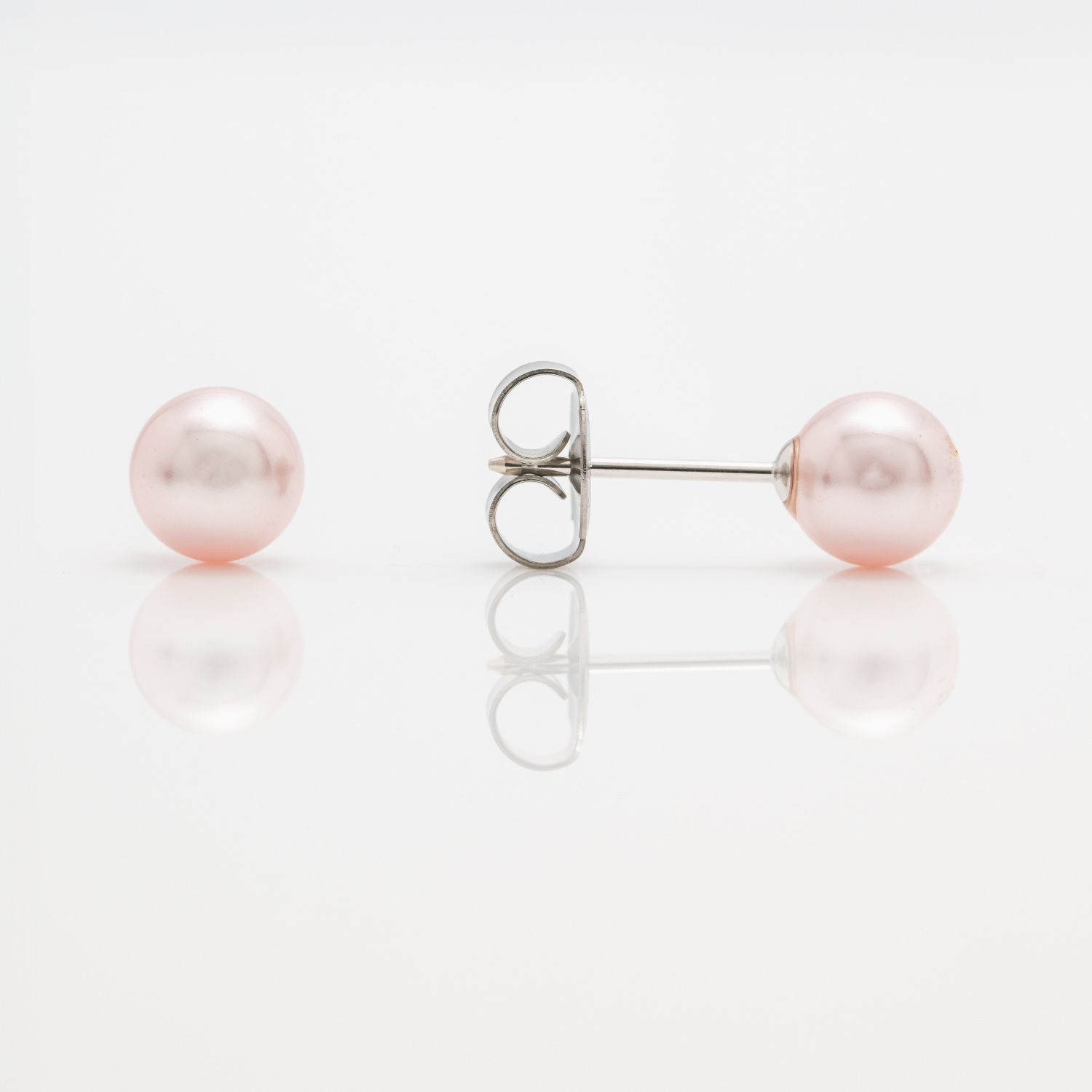 System 75™ Genuine Pearl Piercing Studs – 6mm – Pink – 14K White Gold