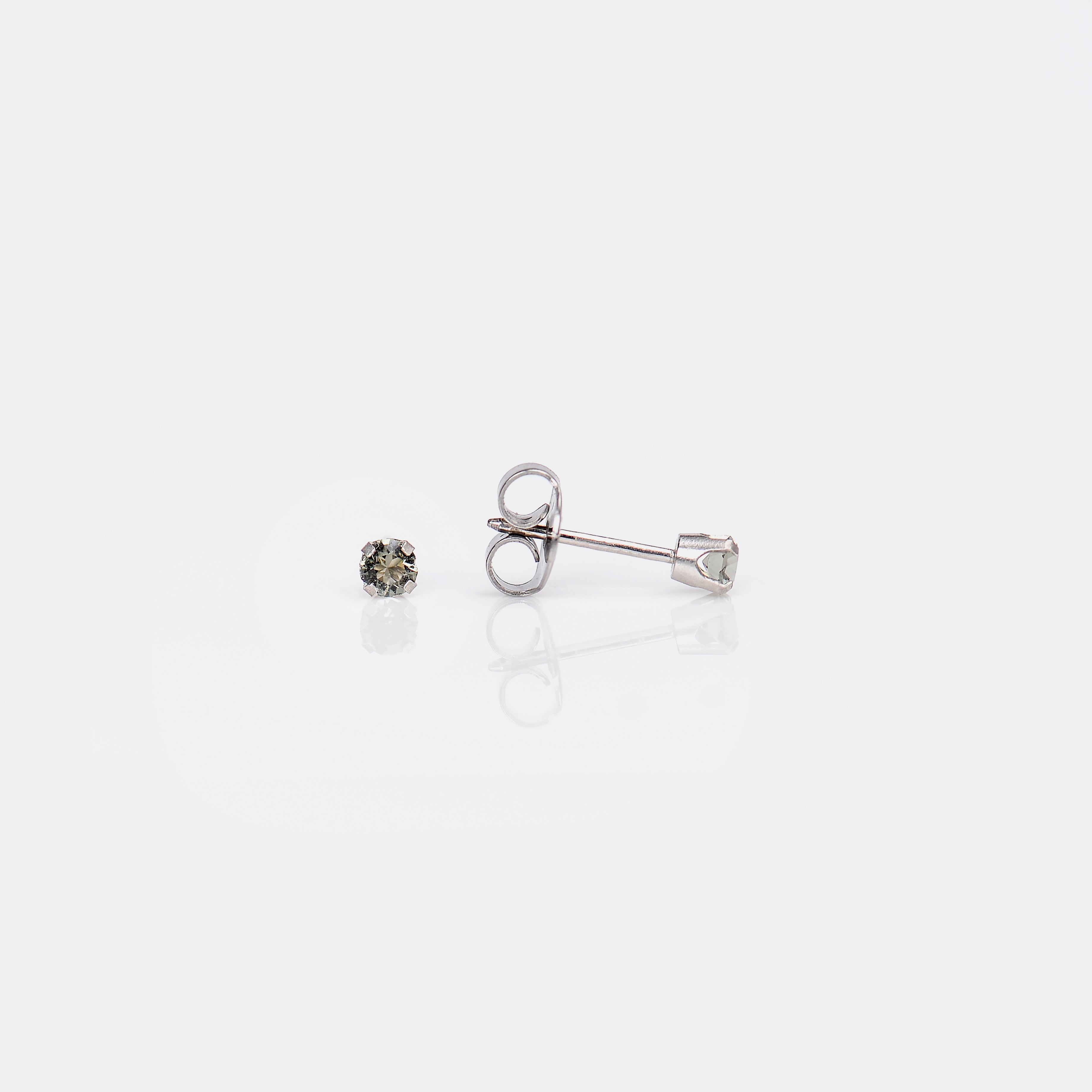 System 75™ Prong-Set Crystal Piercing Studs – 3mm – Black Diamond – 14K White Gold