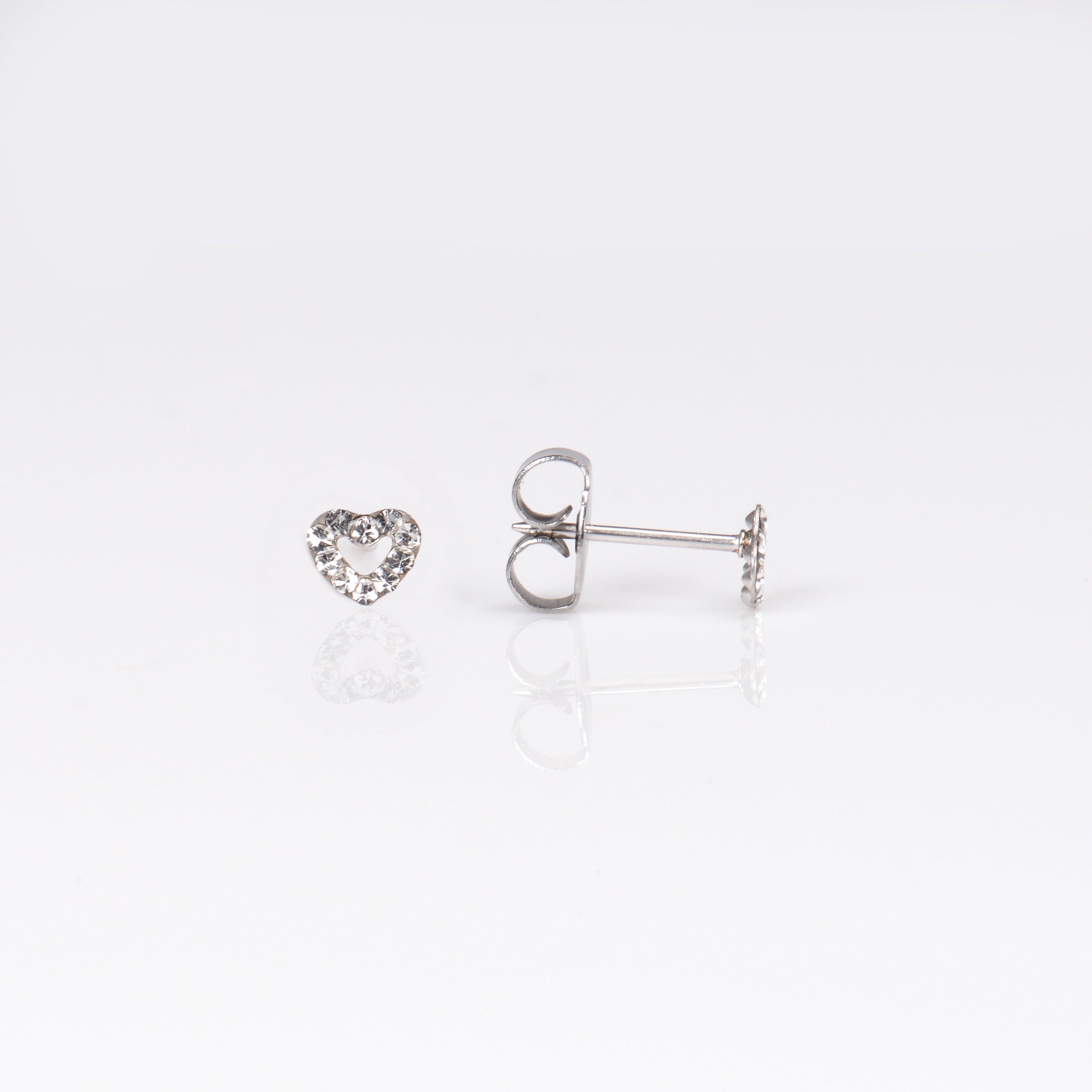 System 75™ Micro Mini Piercing Studs – Heart – 14K White Gold