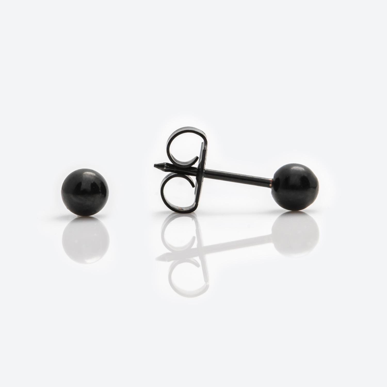 System 75™ Black Stainless Steel Ball Piercing Studs – 4mm