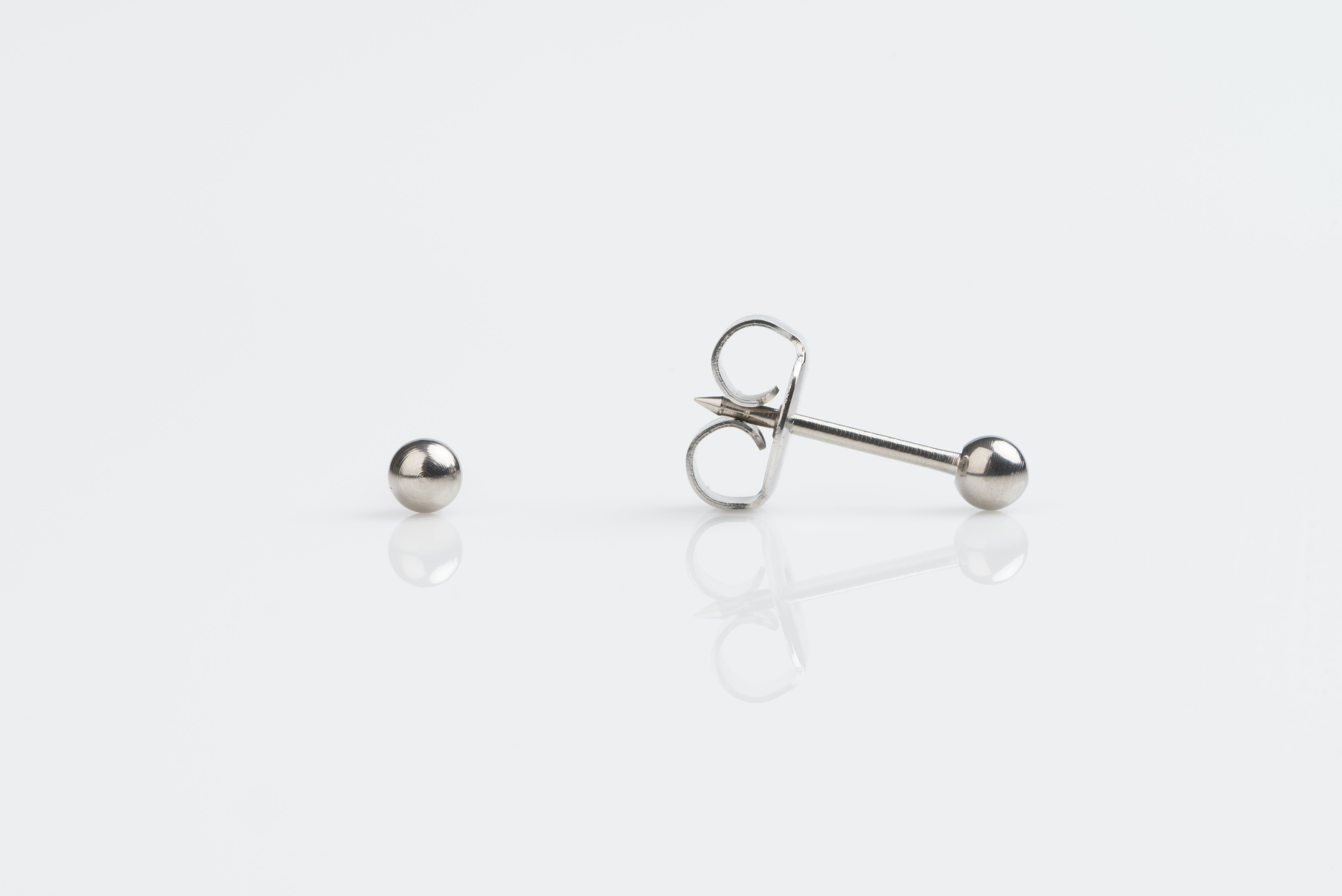 System 75™ Ball Piercing Studs – 3mm – 18K White Gold – Regular Post