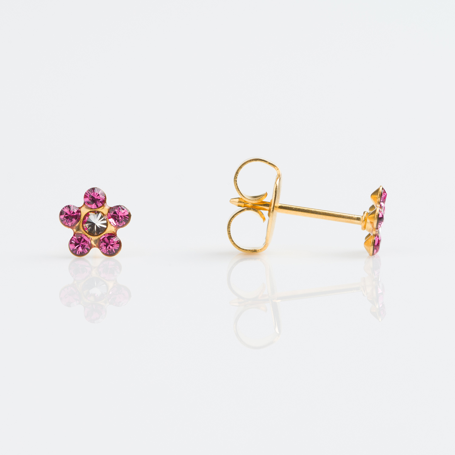 System 75™ Daisy Birthstone Piercing Studs – Clear Crystal – Regular Post – Gold-Plated – 5mm