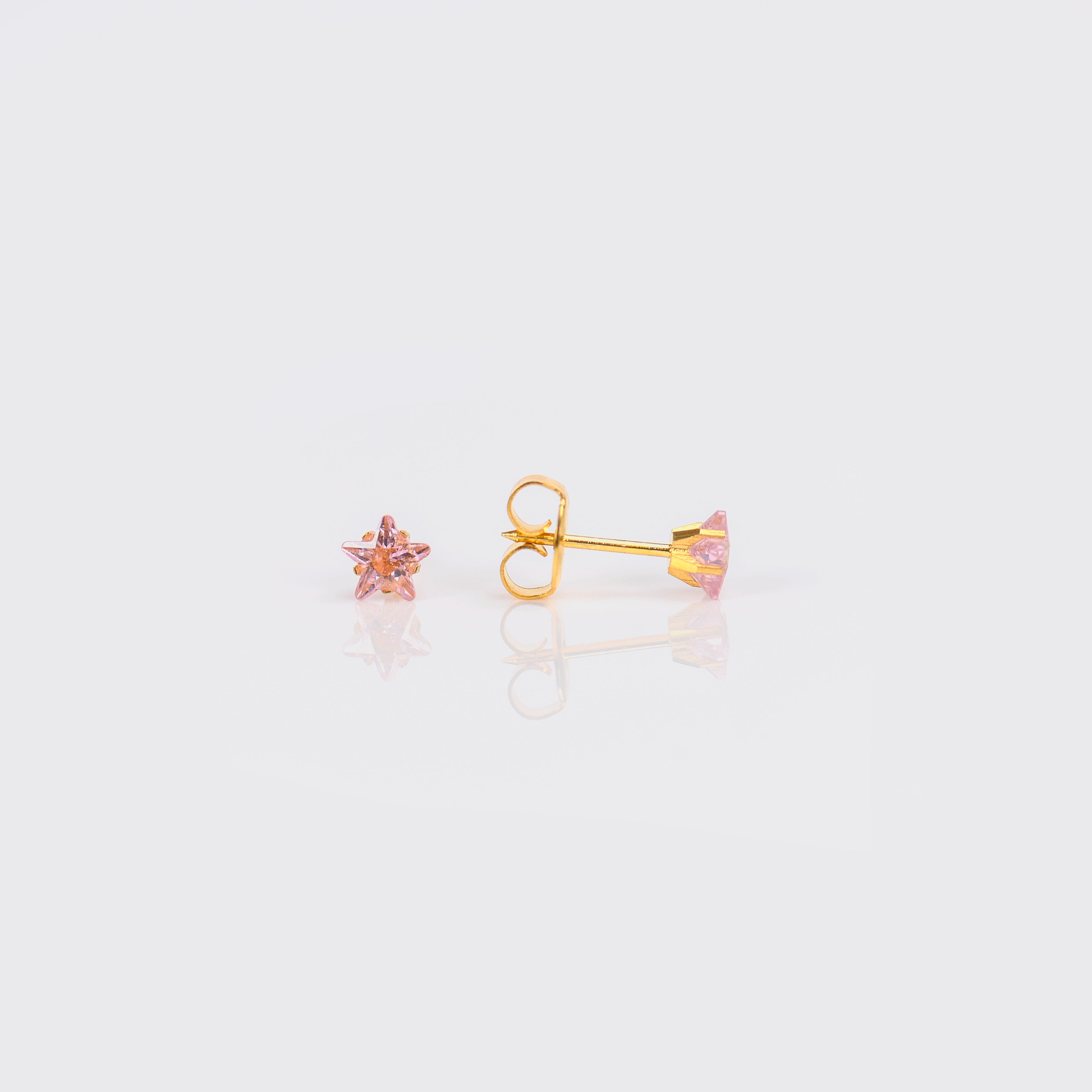 System 75™ Cubic Zirconia Star-Cut Piercing Studs – Pink – Gold-Plated