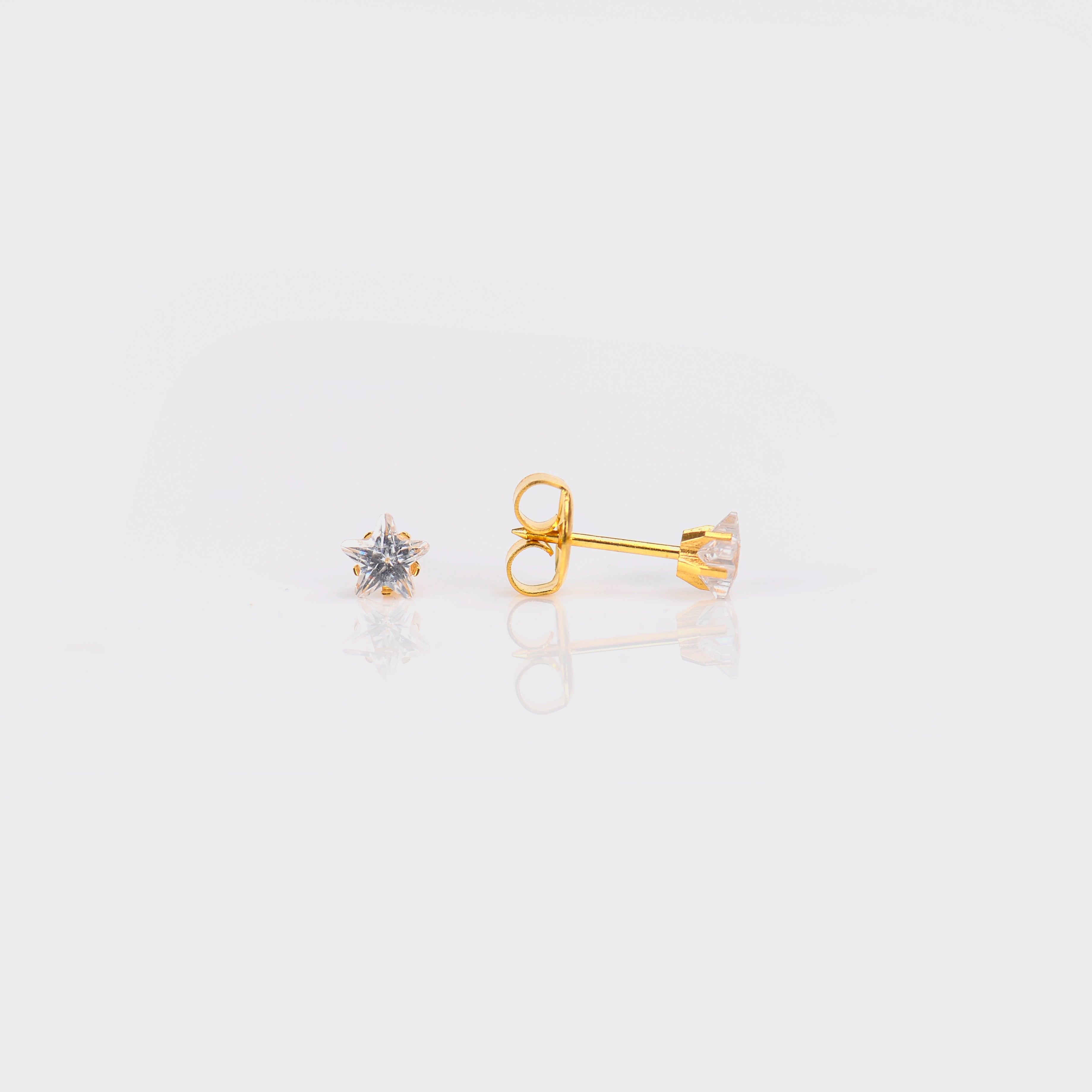 System 75™ Cubic Zirconia Star-Cut Piercing Studs – Clear – Gold-Plated