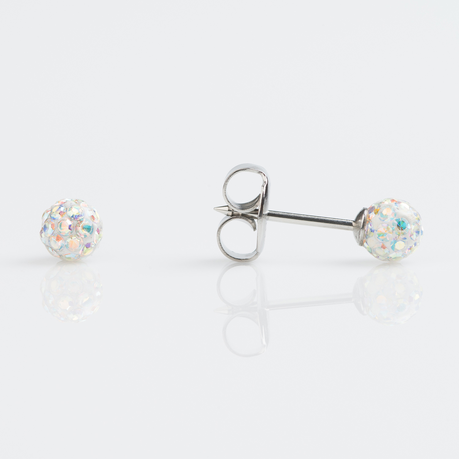 System 75™ Fireball Piercing Studs – 4.5mm – Aurora Borealis – Stainless Steel