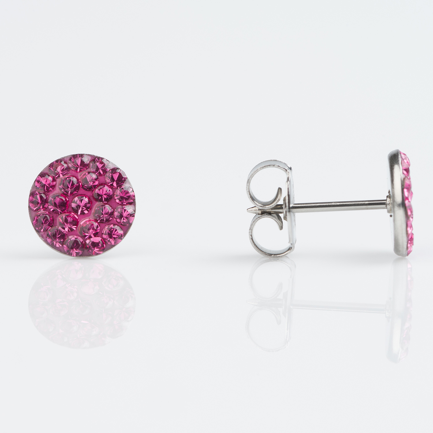 System 75™ Flat Birthstone Piercing Studs – October Rose – Stainless Steel – 8mm