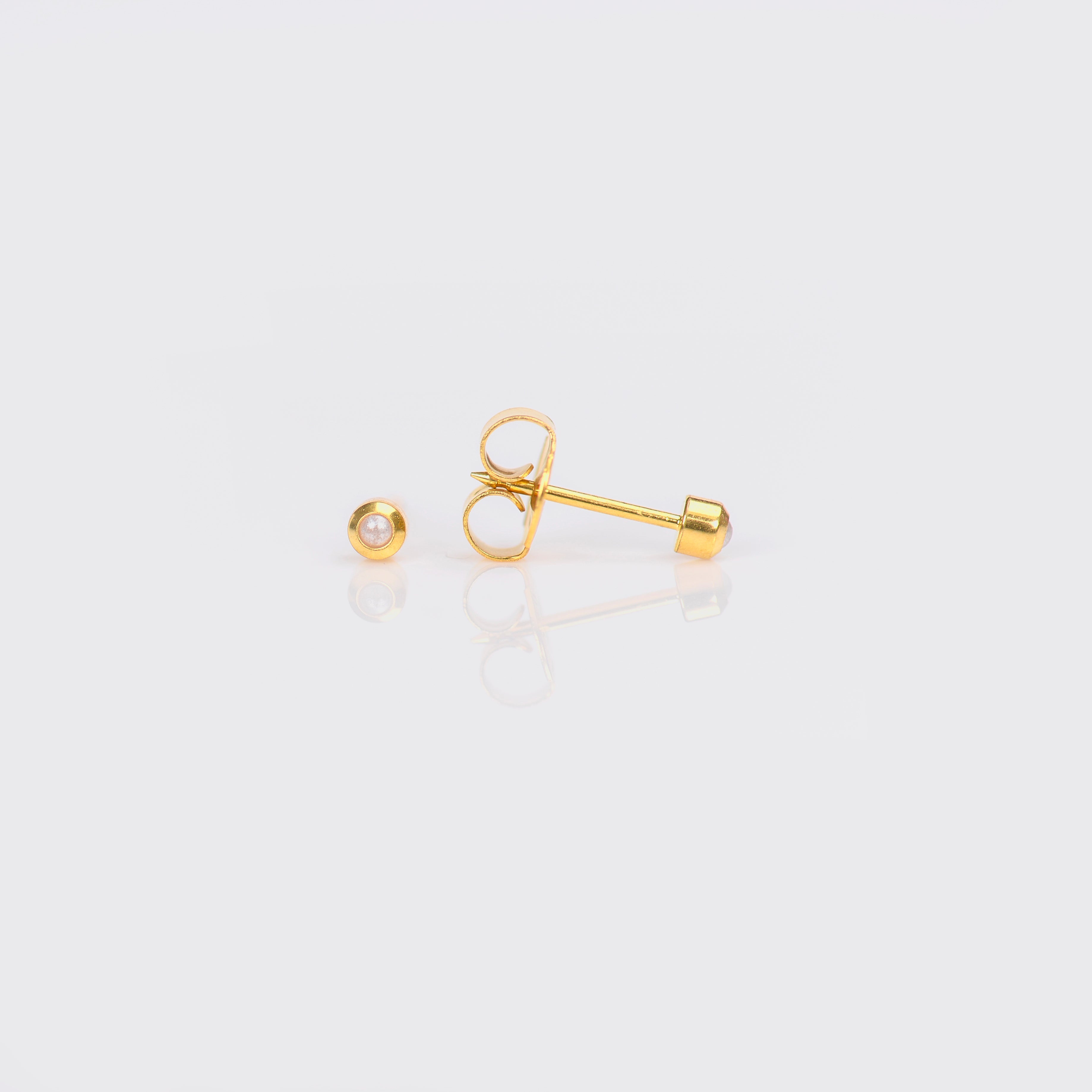 System 75™ Bezel-Set Pearl Piercing Studs – 2mm – White – Gold-Plated