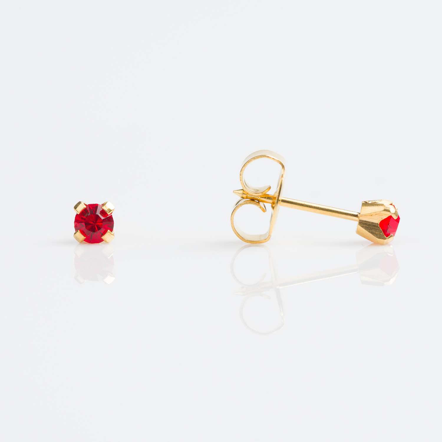 Tiny Tips™ Prong-Set Birthstone Fashion Studs – 3mm – July Ruby – Gold-Plated