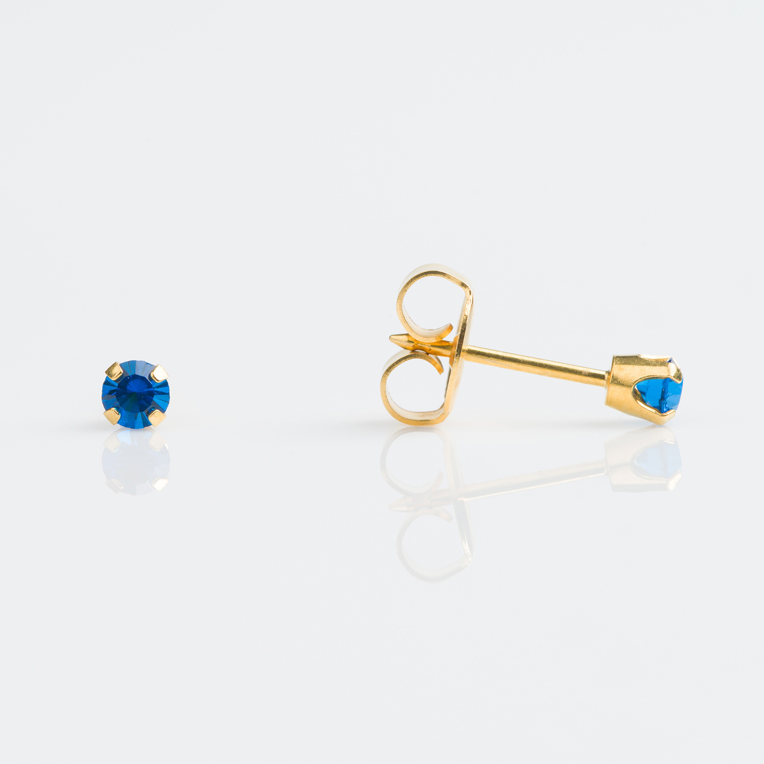 Tiny Tips™ Prong-Set Birthstone Fashion Studs – 3mm – September Sapphire – Gold-Plated
