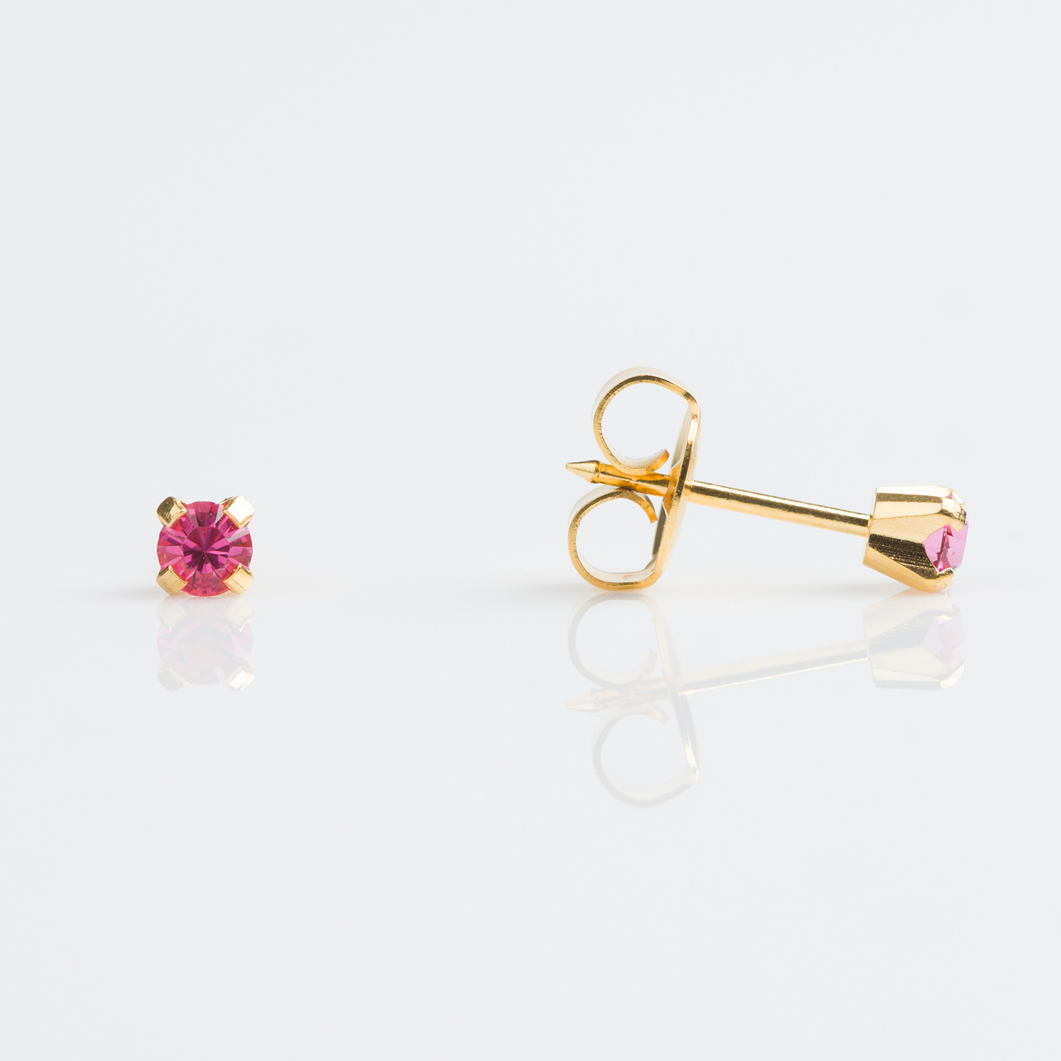 Tiny Tips™ Prong-Set Birthstone Fashion Studs – 3mm – October Rose – Gold-Plated