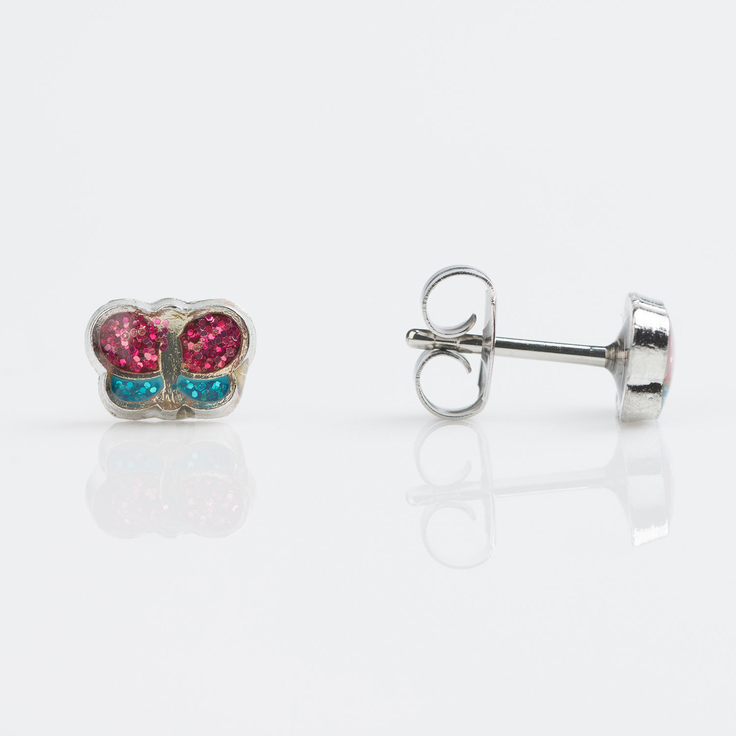 Tiny Tips™ Glitter Butterfly Studs – 5mm – Stainless Steel