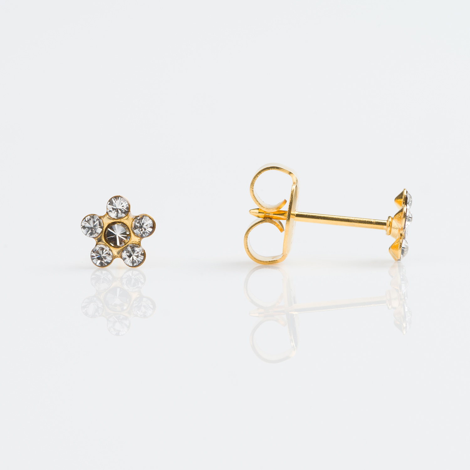 Tiny Tips™ Daisy Crystal Studs – 5mm – April Crystal – Gold-Plated