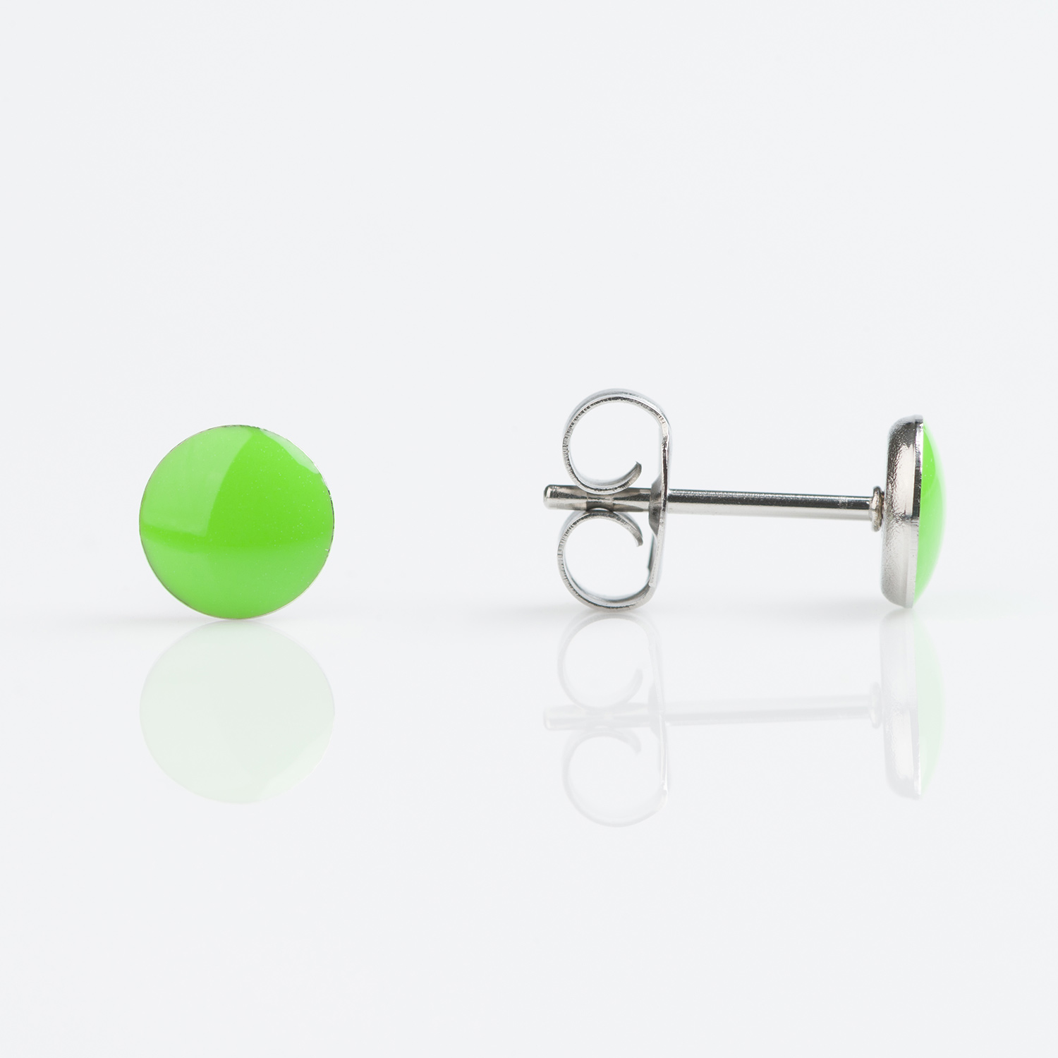 Tiny Tips™ Novelty Fashion Studs – Neon Buttons – 5mm – Neon Green – Stainless Steel