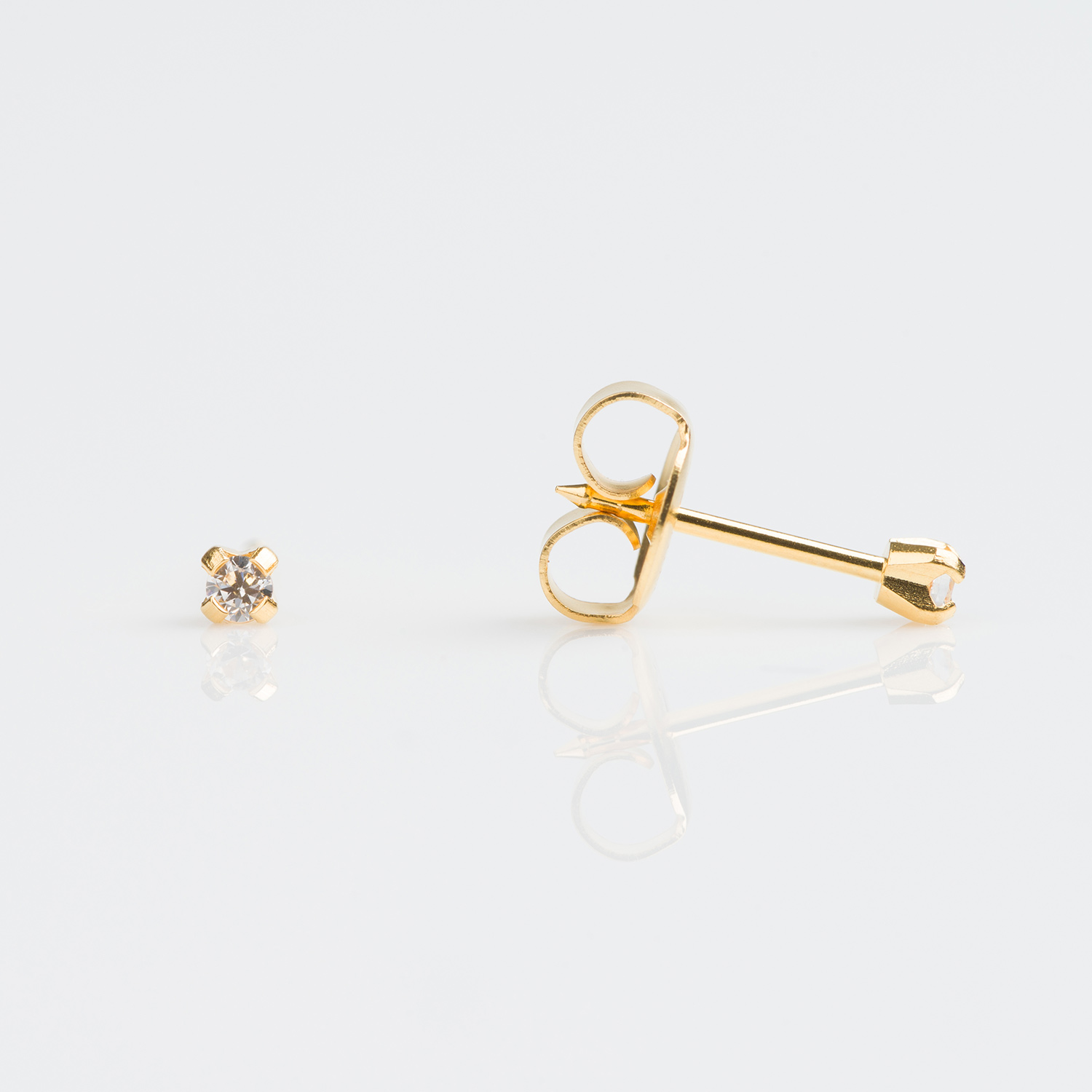 Tiny Tips™ Prong-Set Cubic Zirconia Studs – 2mm – Gold-Plated