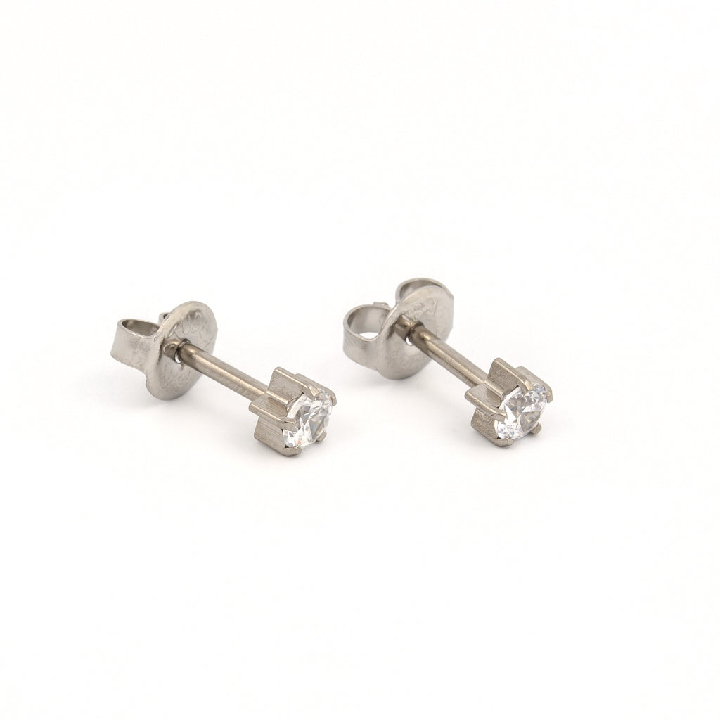 Universal™ Stainless Steel Prong-Set Cubic Zirconia Piercing Studs