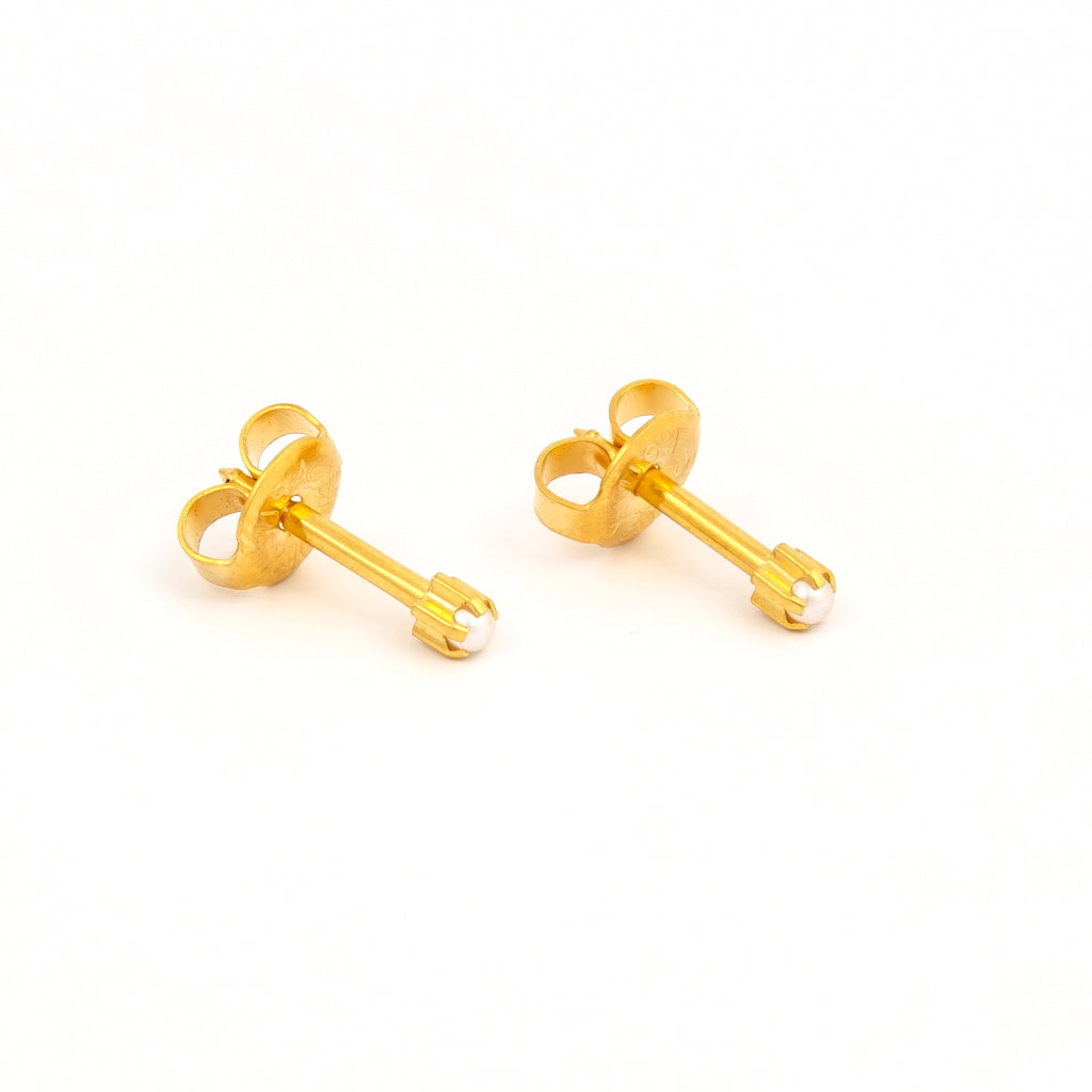 Universal™ Flatpack Gold-Plated Prong-Set White Pearl Piercing Studs