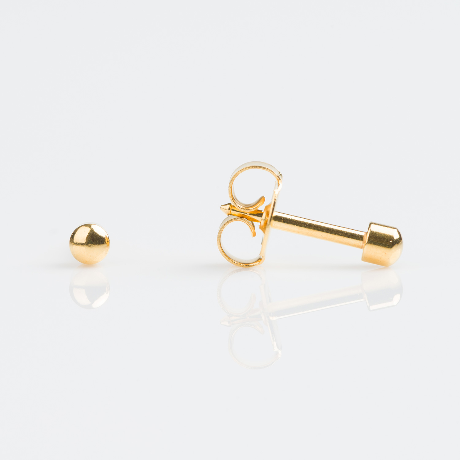 Universal™ Flatpack Polished Ball Piercing Studs – 3mm – Gold-Plated – Mini Adaptor