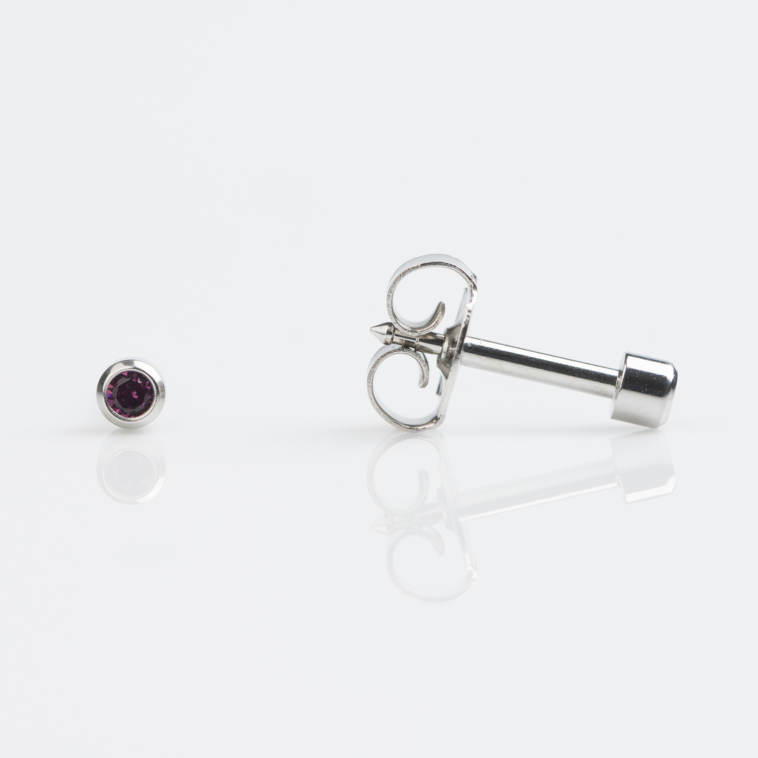 Universal™ Flatpack Stainless Steel Bezel-Set February Amethyst Piercing Studs – Mini Adaptor – 2mm Universal™ Flatpack Stainless Steel Bezel-Set February Amethyst Piercing Studs – Mini Adaptor – 2mm