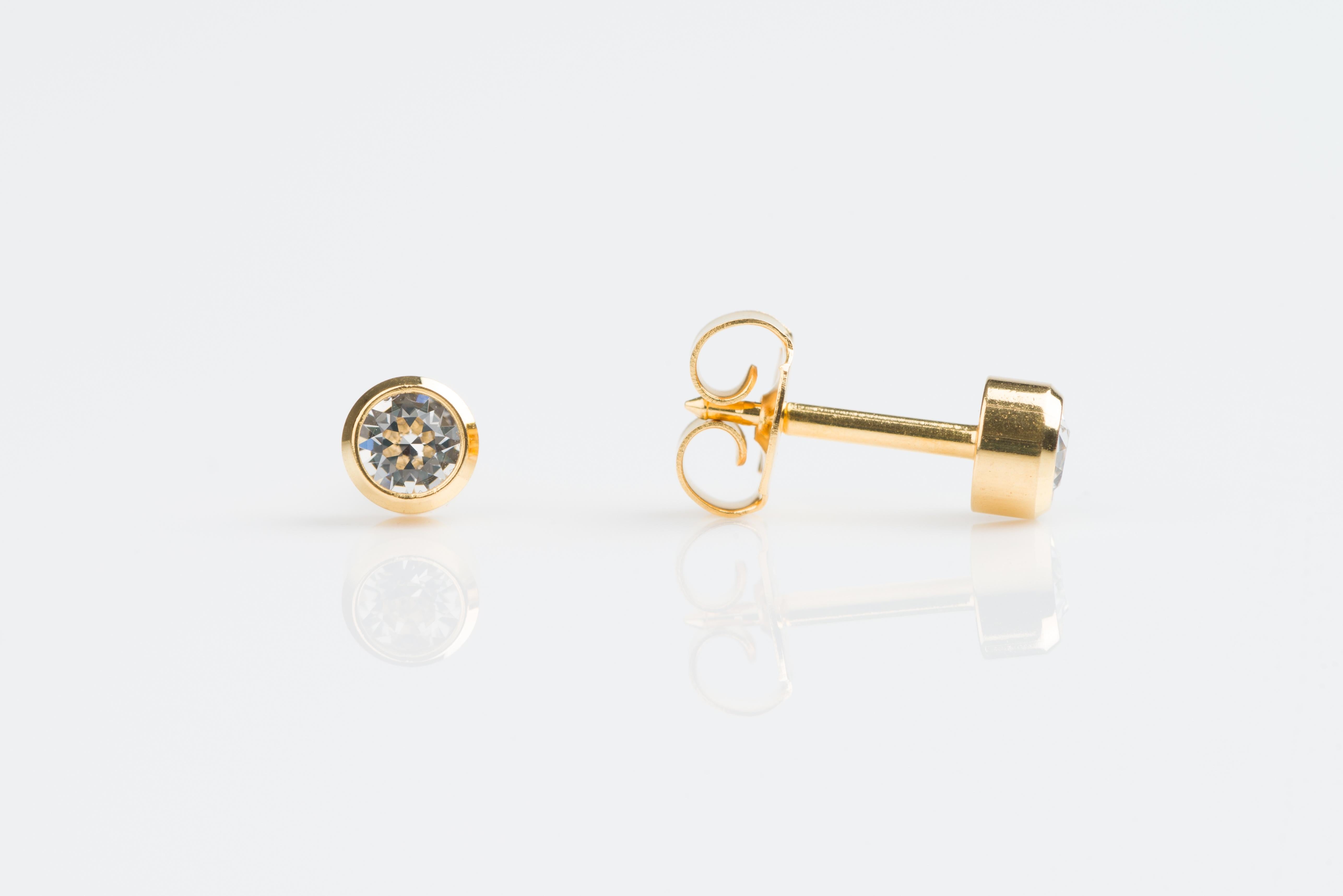 Universal™ Select Bezel-Set Birthstone Carded Piercing Studs – Gold-Plated – Large – April Crystal