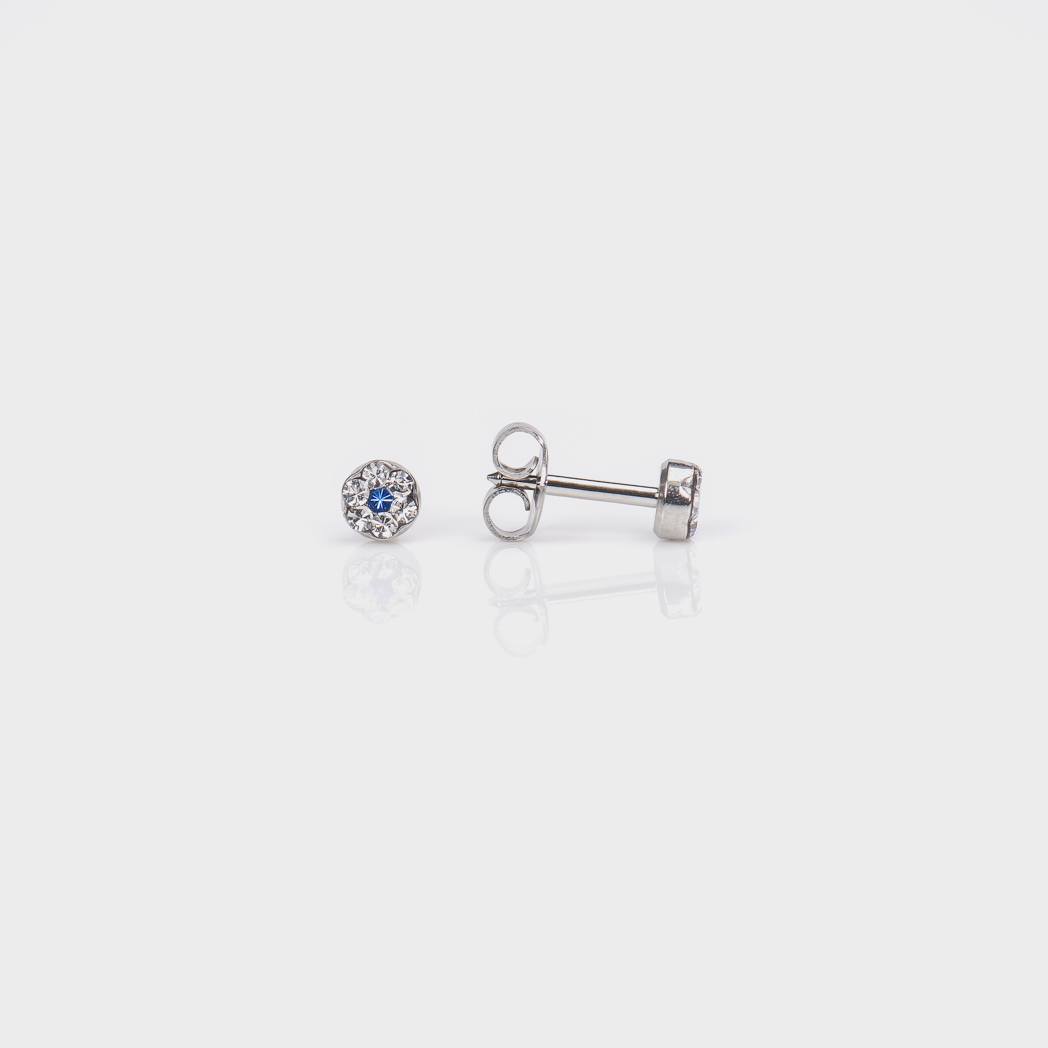 Universal™ Select Stainless Steel April Clear Crystal & September Sapphire Crystal Daisy Piercing Studs Universal™ Select Stainless Steel April Clear Crystal & September Sapphire Crystal Daisy Piercing Studs