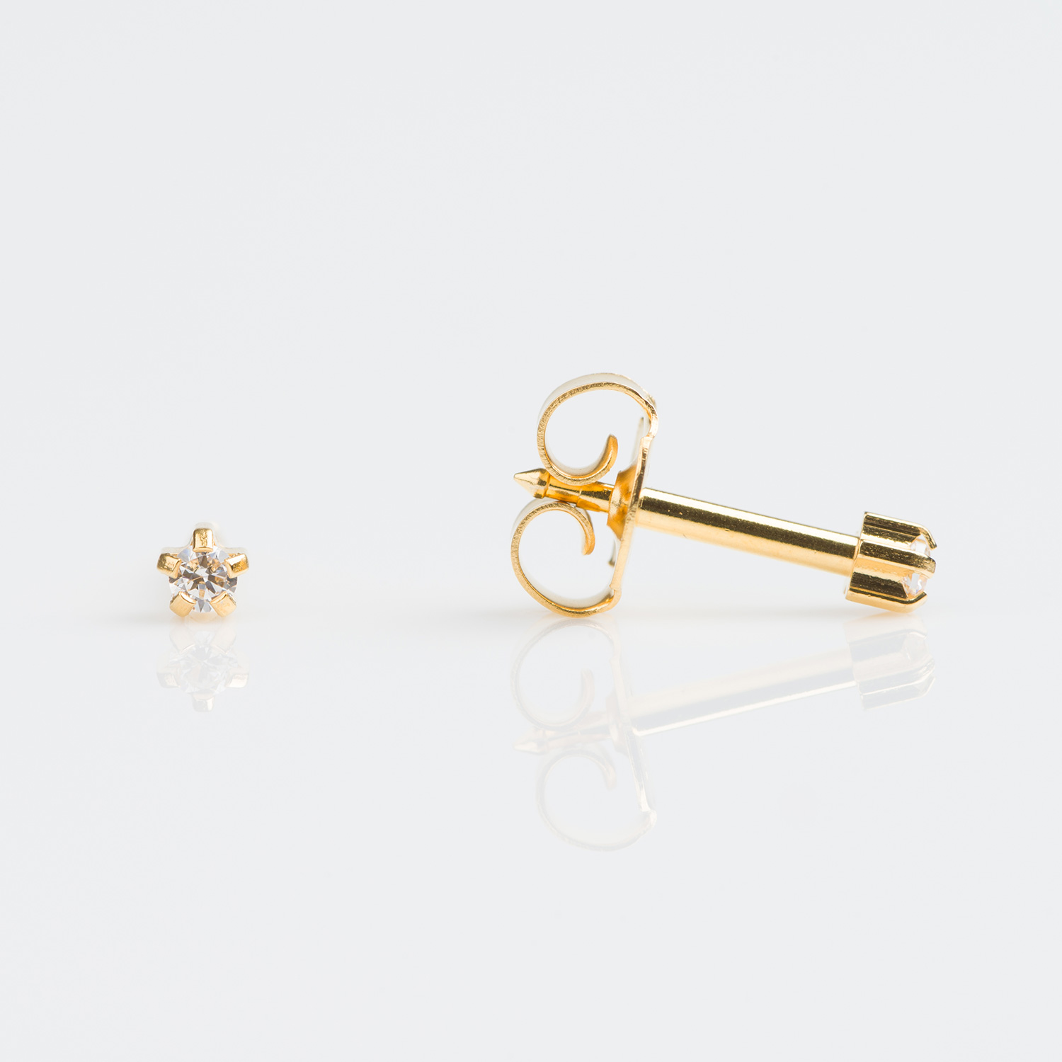 Universal™ Select Prong-Set Cubic Zirconia Carded Piercing Studs – Gold-Plated – Mini Adaptor – 2mm