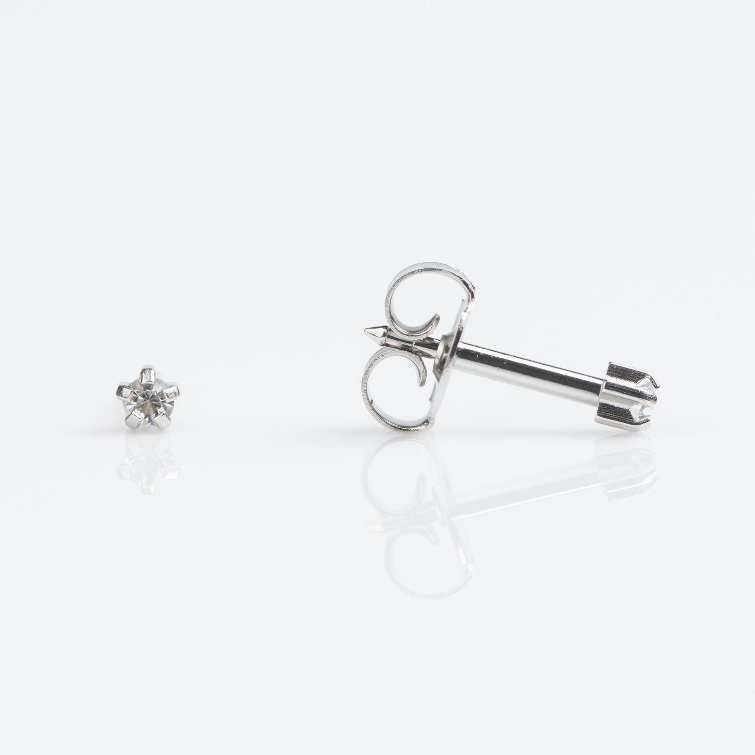Universal™ Select Stainless Steel Prong-Set April Clear Crystal Piercing Studs
