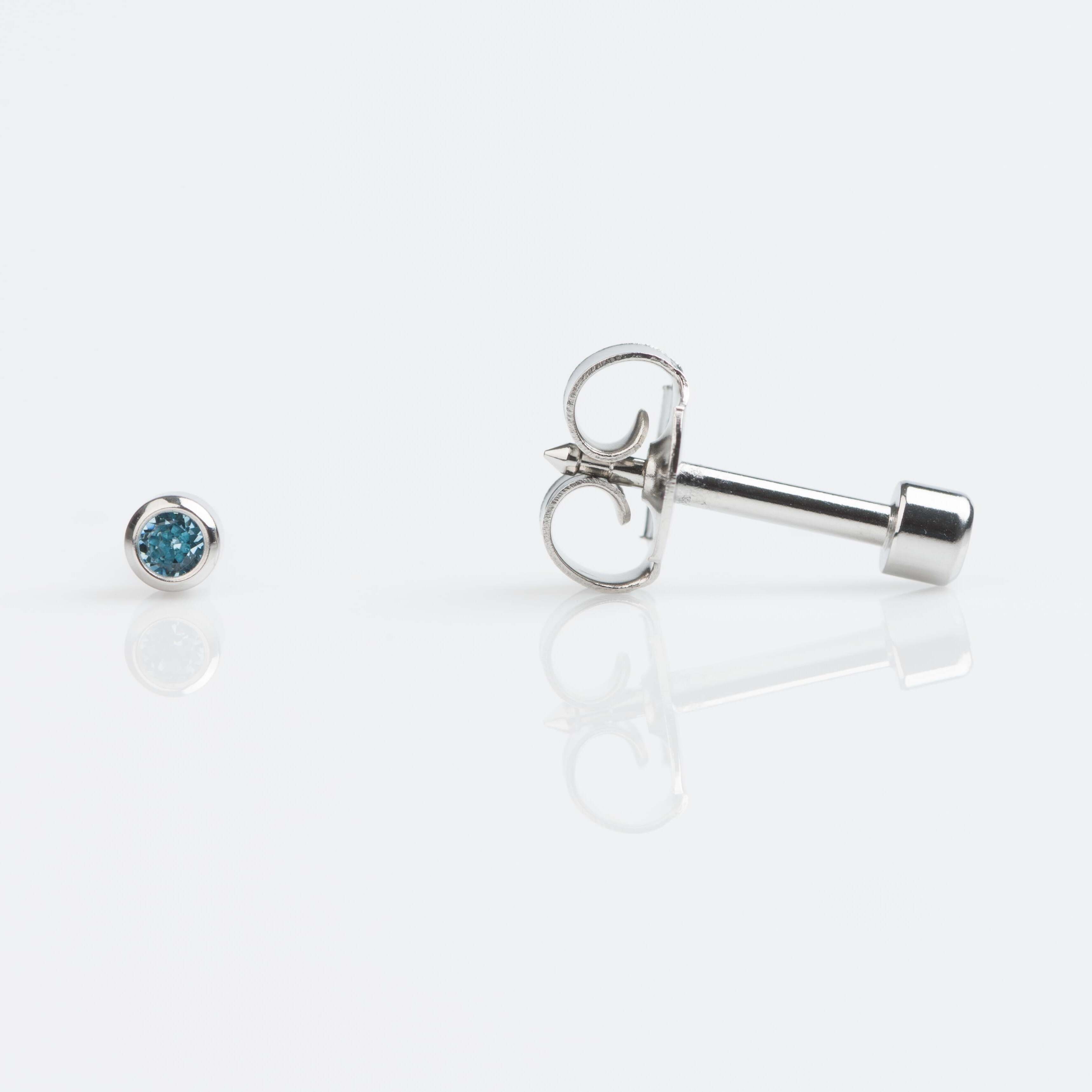 Universal™ Select Stainless Steel Bezel-Set March Aquamarine Piercing Studs