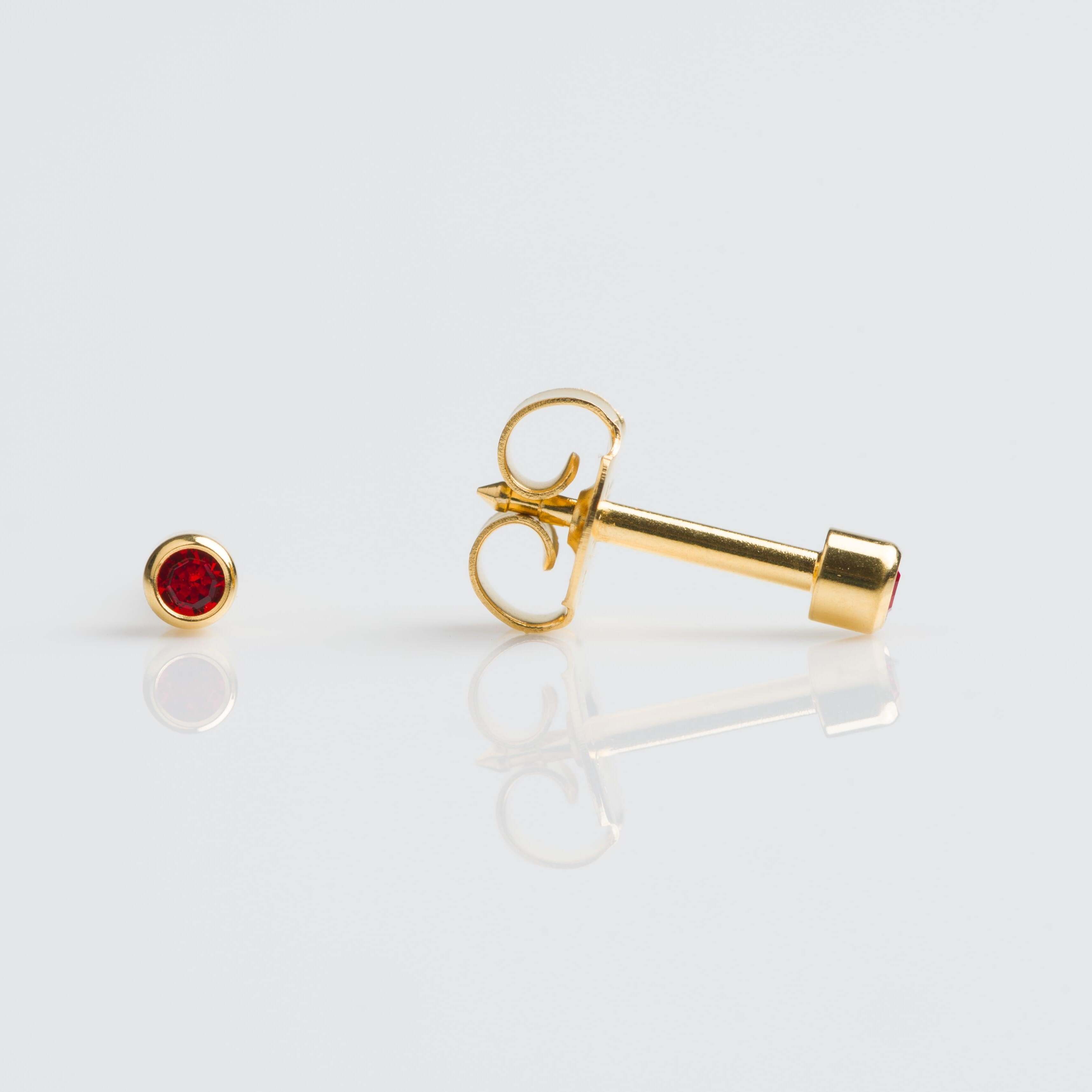 Universal™ Select Gold-Plated Bezel-Set July Ruby Piercing Studs Universal™ Select Gold-Plated Bezel-Set July Ruby Piercing Studs