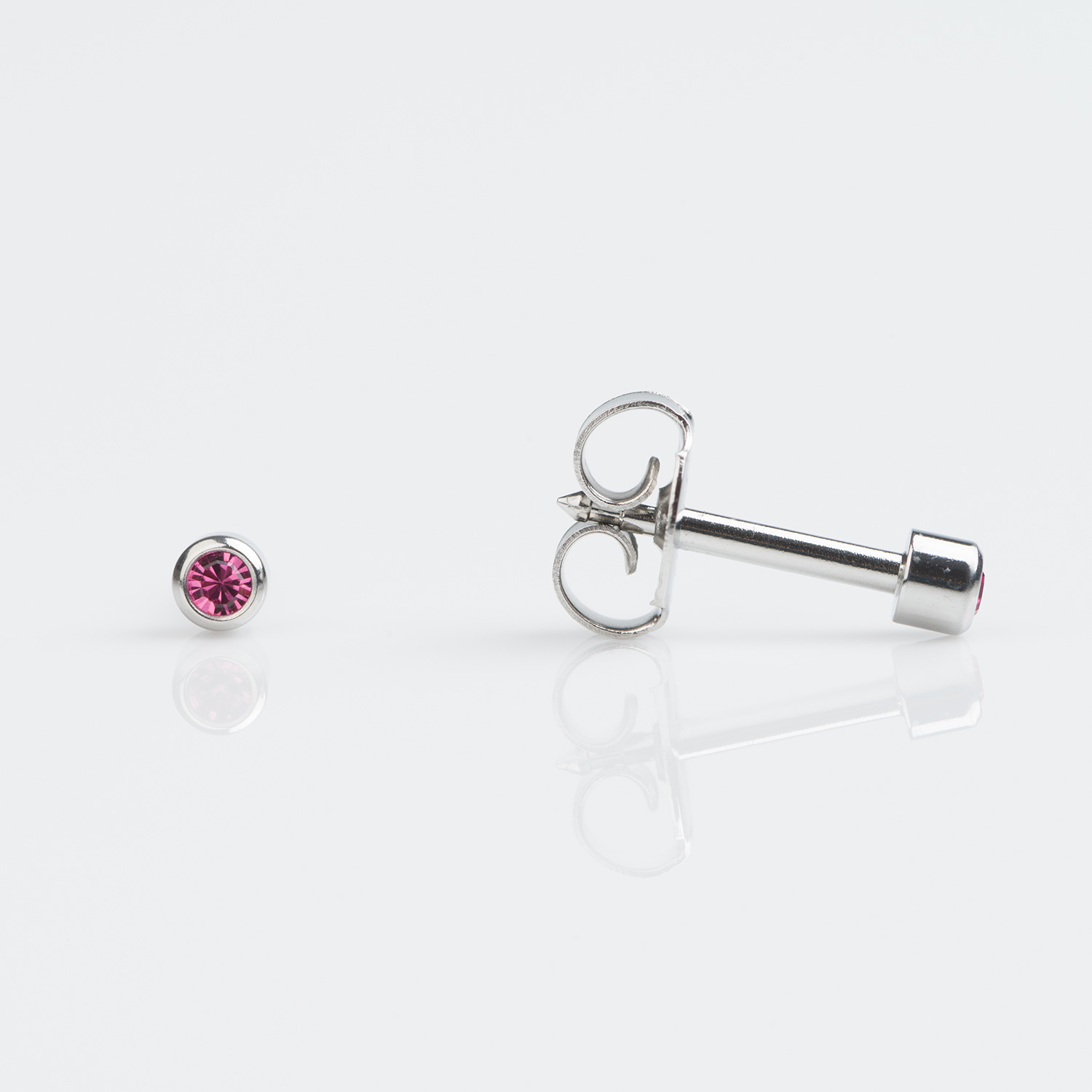 Universal™ Select Stainless Steel Bezel-Set October Rose Piercing Studs – Mini Adaptor – 2mm