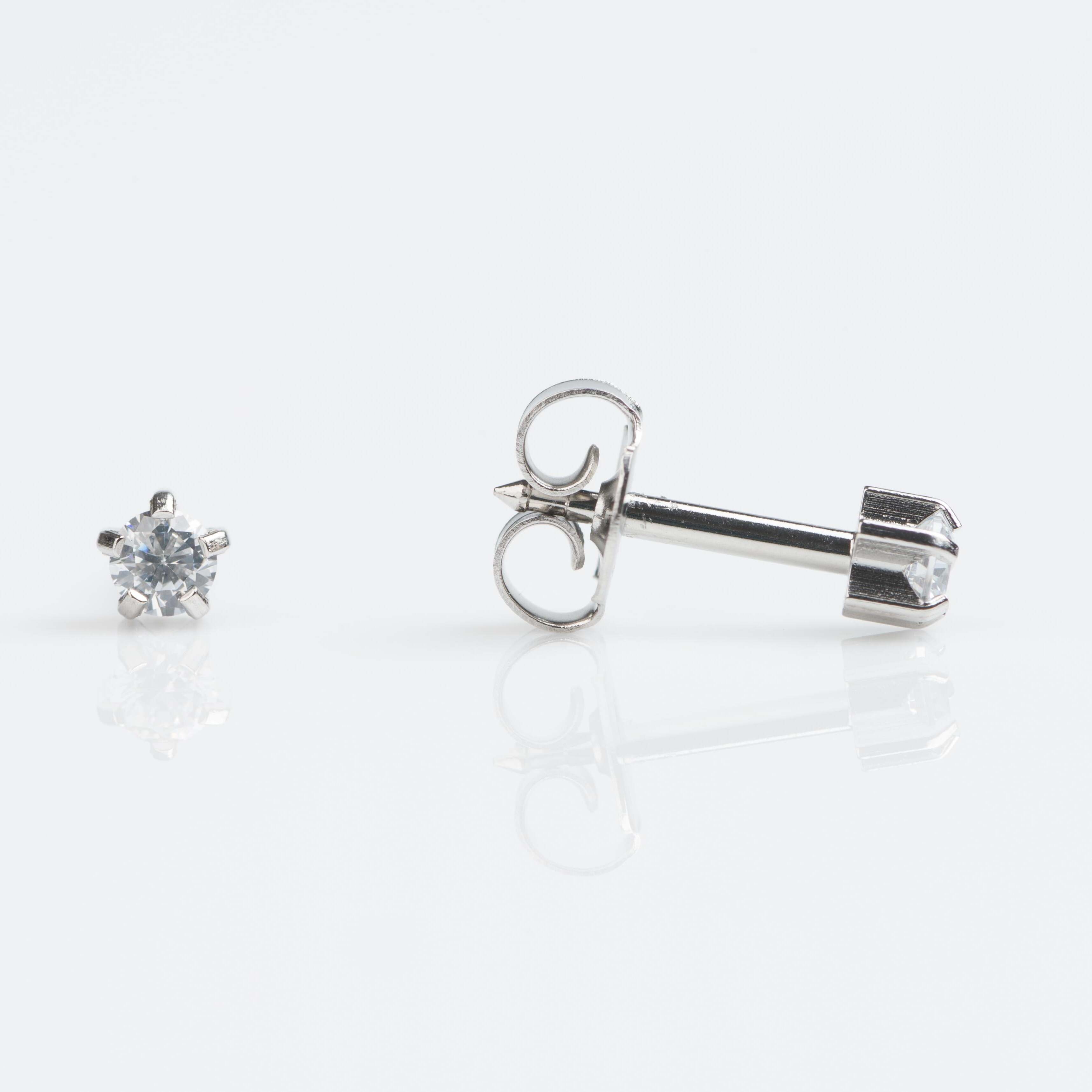 Universal™ Select Stainless Steel Prong-Set Cubic Zirconia Carded Piercing Studs