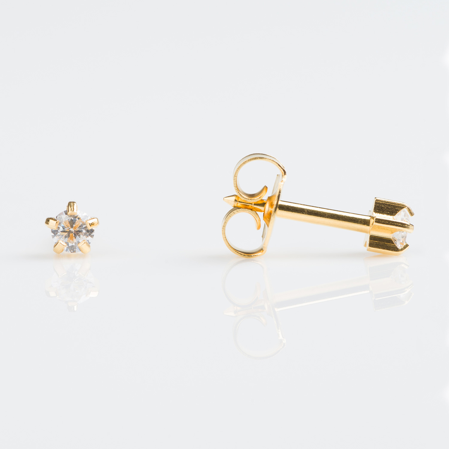 Universal™ Select Prong-Set Cubic Zirconia Carded Piercing Studs – Gold-Plated – Regular Adaptor – 3mm
