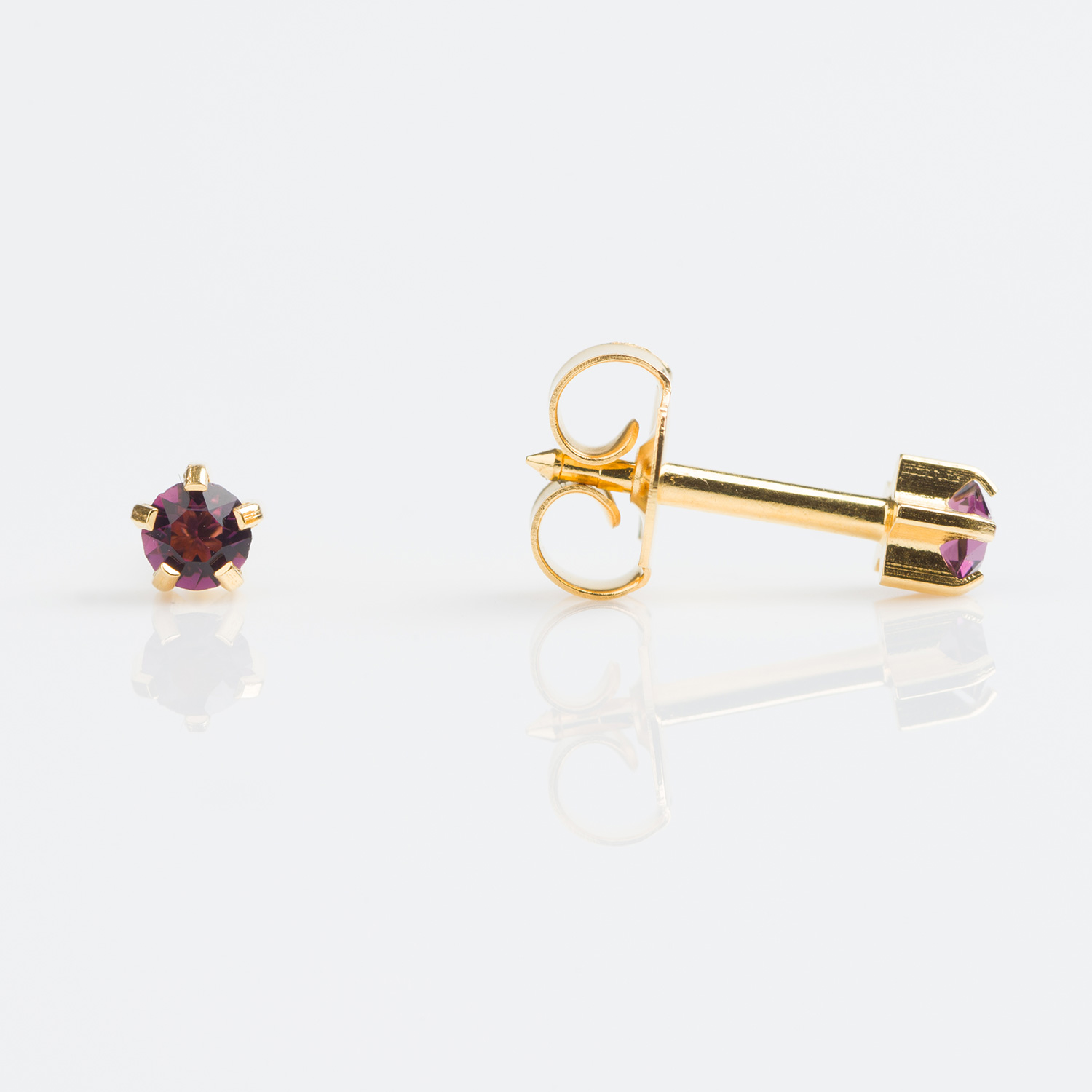 Universal™ Select Gold-Plated Prong-Set February Amethyst Piercing Studs